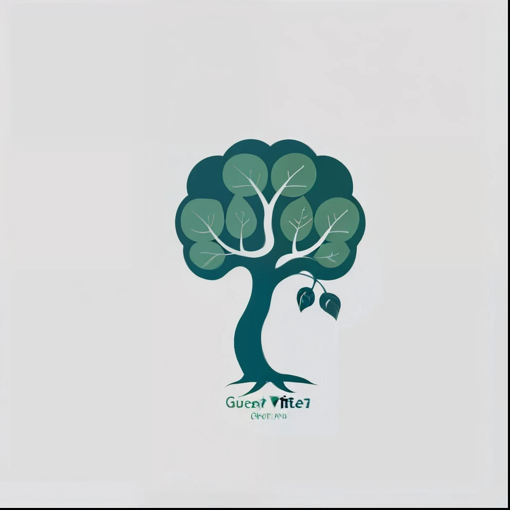 modern logo, niche self-knowledge psychologist, Tree with big deep roots and brain-shaped leaves.  elegant, simplified, 2D, flat design, vibrant Blue #0000FF ,green #808000 colors, simple