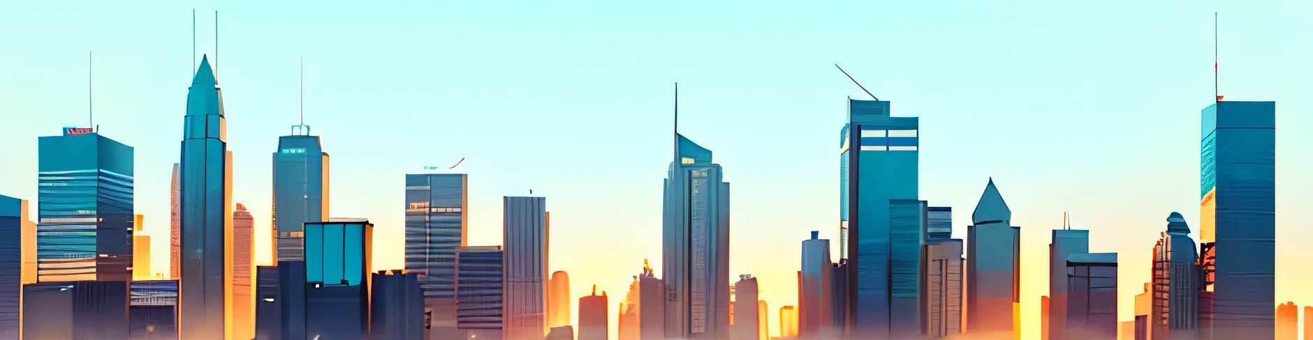silhouette of sky scrapers skyline with glass buildings over white background