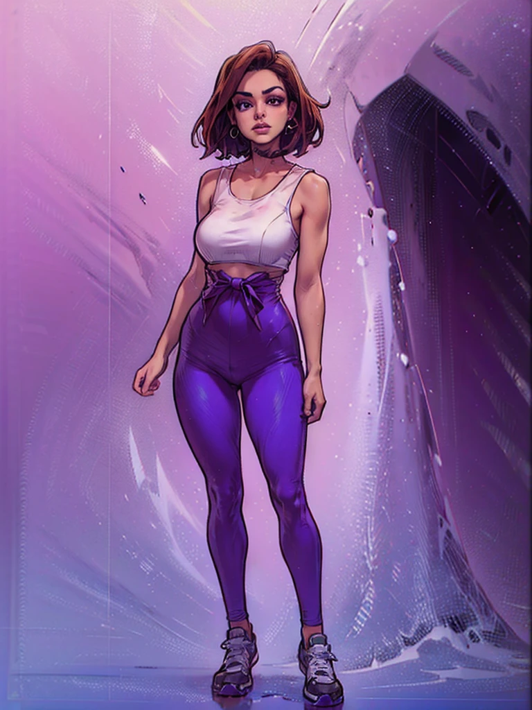 (Chloe 25 year old girl), (((big tits))), big tits, small waist, 1.80 tall, ((long legs:1.8)), ((perfect face)), full lips, ((purple leggings, tank top)), (sneakers), ((standing)), ((full body)), ((((Melkor Mancin)))), bare arms, ((small waist), (high waist)), ((beautiful thighs)), high resolution, award-winning, accurate, high resolution, award-winning, accurate, single background, white background, ((wide shot)), wide shot, wide shot, high detail, high detail, best quality, HD, high quality, super detail, masterpiece, best quality, HD, high quality, super detail, masterpiece, 1080P, HD, 8k, 16k