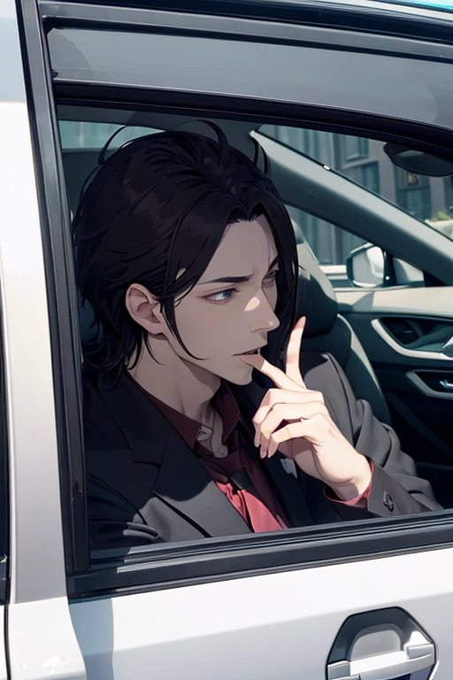 Mephistopheles banging on the car window、Exterior shot from inside the car