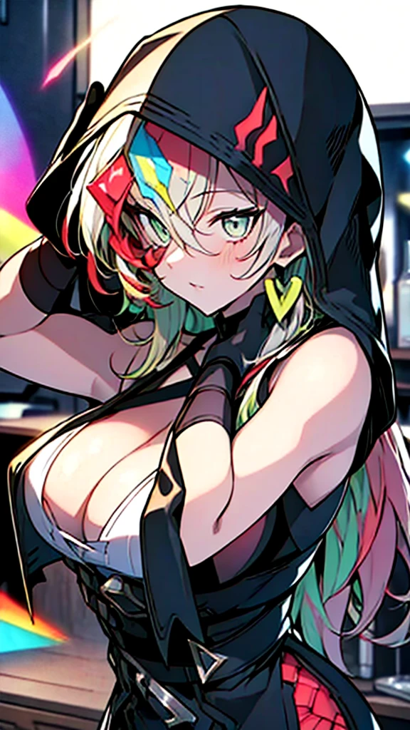 highest quality,((highest quality)),((table top)),((perfect face)),be familiar with5two fingered hand,1 girl,(background blur), ((holographic)),1 girl,milky way, (stripes of light), impressive visuals, (dynamic streak, path of light:1.2), bright colors,Diabellstar,full body,A dynamic pose