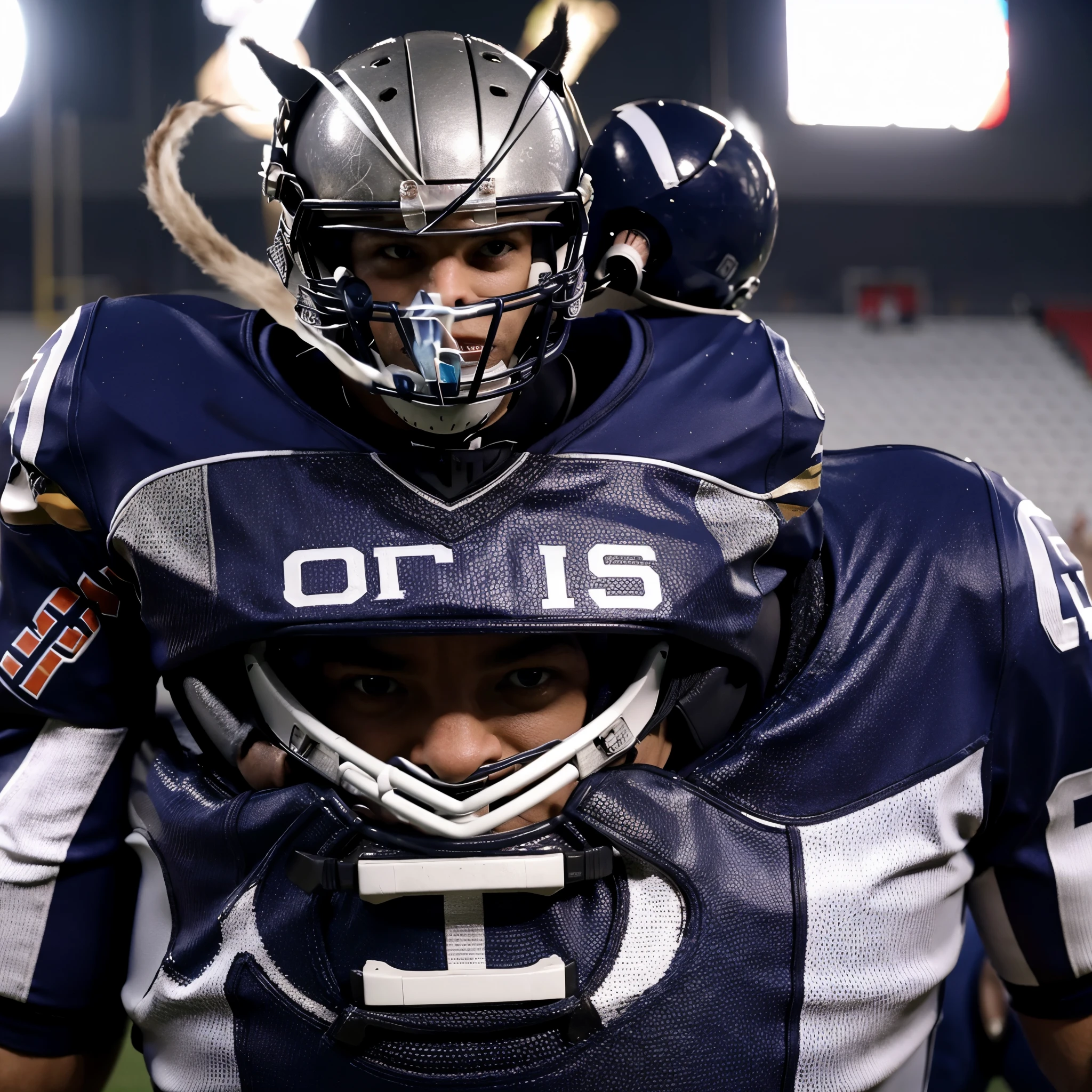 An American football team made up of Cyborg animals, los animales deben ser/have the best physical characteristics for the position they will play