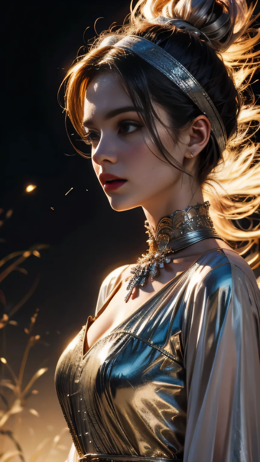 1 girl, upper body, single focus, enigmatic beauty, Platinum-inspired attire, sleek silver gown with platinum accents, (platinum mine backdrop: 1.4), (subtle tinkling of platinum: 1.3), enigmatic features, elegant aura, [depth of field, ambient lighting, platinum ingots foreground, luxurious ambiance], Platinum Purity, tinkling echoes, elegant presence, (gentle clinking), (whispering wind: 1.2), intricate details, enhanced lighting.