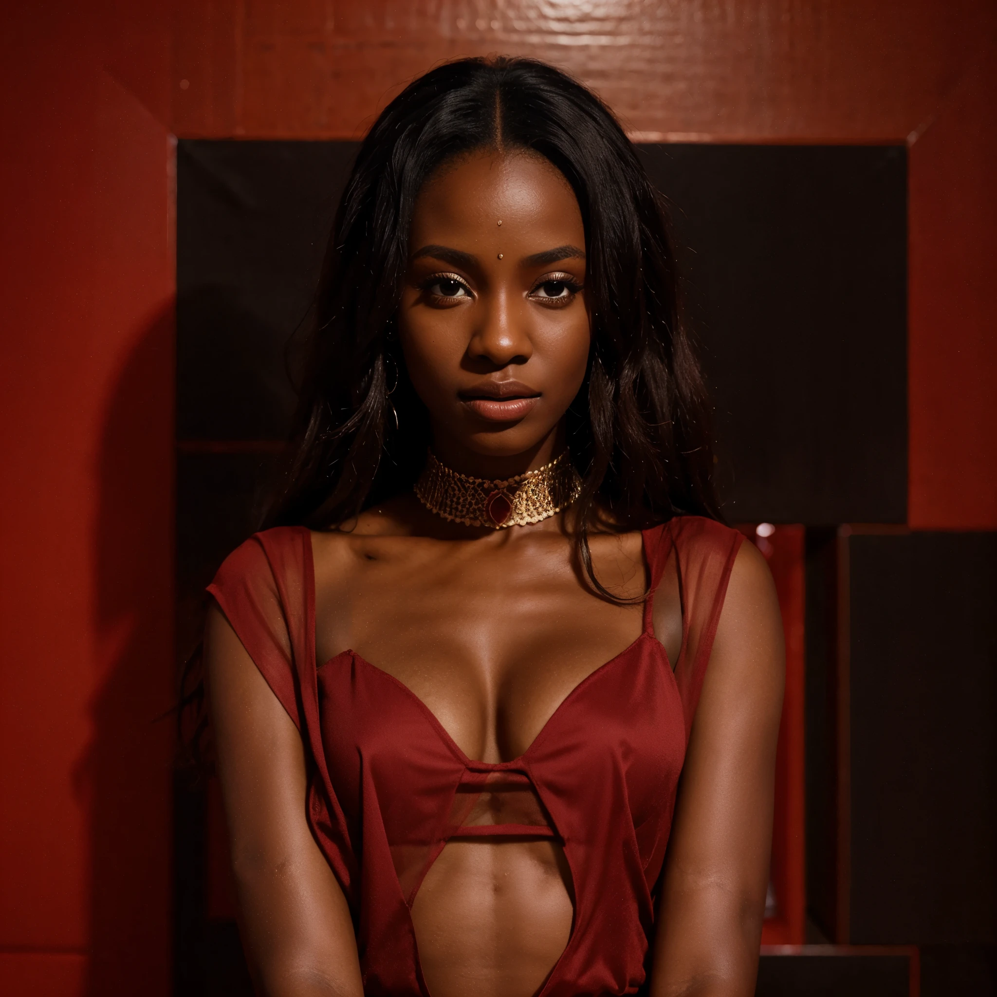 Create a cover for Pour La Vie, Diarra Sylla's new single, the cover has to be sexy, with a black woman on the cover, the title of the track and there have to be red tones