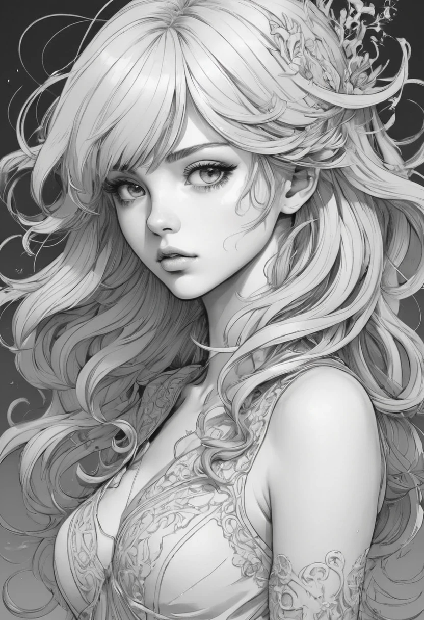 Anime line art, by lois van baarle, best quality, masterpiece, very aesthetic, perfect composition, intricate details, ultra-detailed