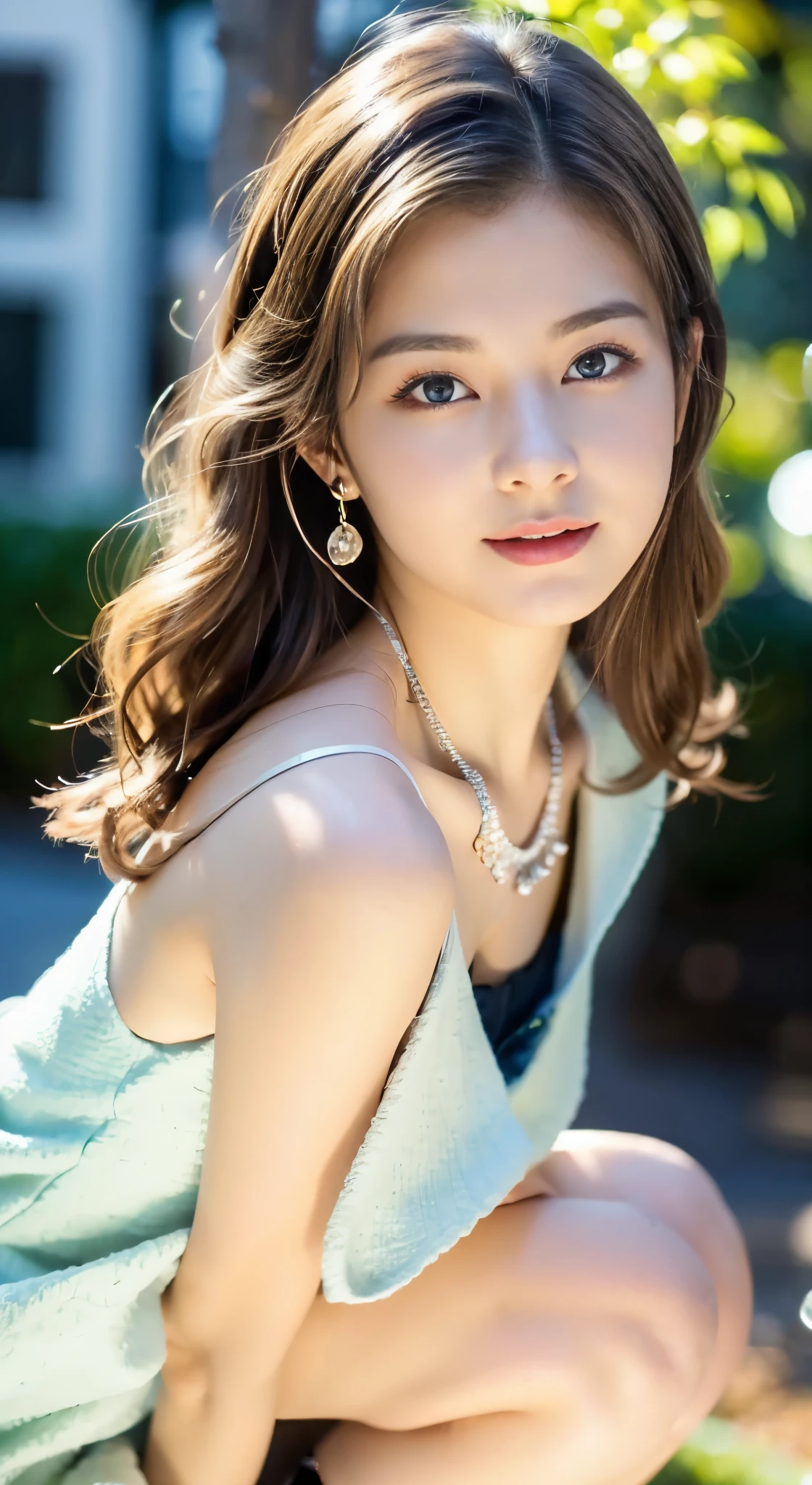(((32K,very high res, high detailing, highly accurate,Masterpiece Girl 1：1.5))),Raw photo & realistic atmosphere,beautiful dark blue eyes,Detailed mouth,Glossy lips,Detailed eyebrows,Soft white skin that shines with every detail,,Eyes drawn in detail、Very beautiful eyes with azure eyes,Detailed lips、Very beautiful face,Very well-formed face、Lifelike face,shiny beautiful lips,Beautiful eyebrows,Infinite reality,Best design,（Insanely cute Japan 16-year-old high school girl,,Beautifully shaped breasts,Very cute beautiful girl,,Healthy body,Outstanding style：1.5）,Best Natural Makeup,Japanese ido,Korean Idols,Young sensual idol,Moist eyes,Dark Beautiful Deep Eyes,Beautiful butt,beauty legs：1.3),超A high resolution、Natural and realistic face,Pure eyes are too cute,(((photorealisim,Photograph the whole body))),,Reality Live Action,（Fashionable earrings,a necklace,A bracelet,gyuru,Glossy nail art,Women's Winter Formal Dresses Fashion,Luxury coat,White G Strength,,pumps,hairaccessories,Calm and fashionable girl,light brown hair,short-hair,Ear hair arrangement,solo,little smiling,full body Esbian,Show full-body fashion,sitting cross-legs,Show off your beautiful legs, Only beauty young cute 15 year old girl,Very cute 15 year old girl：1.7）,Night in Roppongi