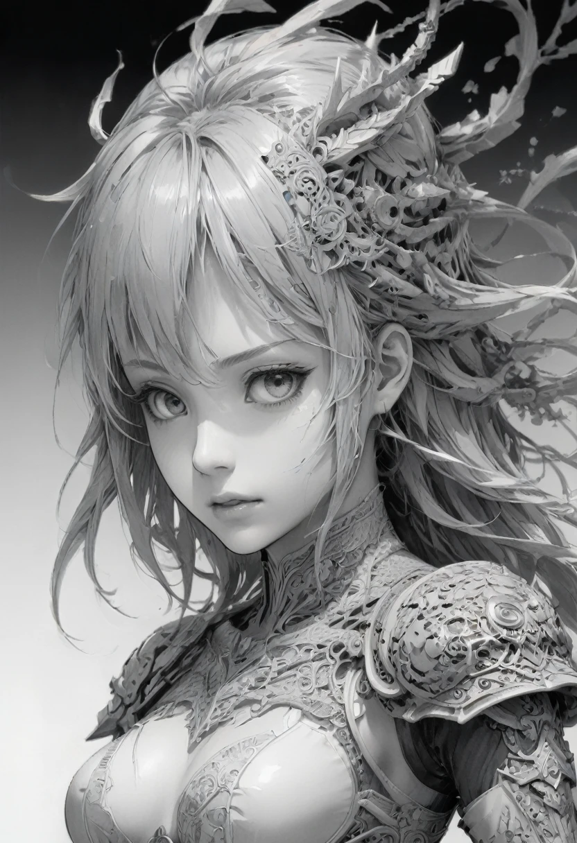 Anime line art, B&W, (masterpiece, best quality, perfect composition, very aesthetic, absurdres, ultra-detailed, intricate details, Professional, official art, Representative work:1.3), sketch by xu beihong