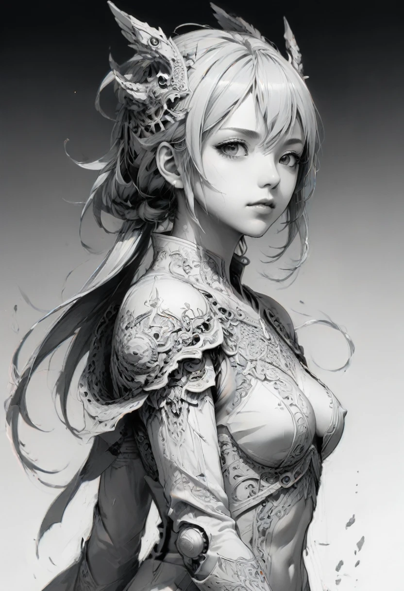 Anime line art, B&W, (masterpiece, best quality, perfect composition, very aesthetic, absurdres, ultra-detailed, intricate details, Professional, official art, Representative work:1.3), sketch by Bo_Chen