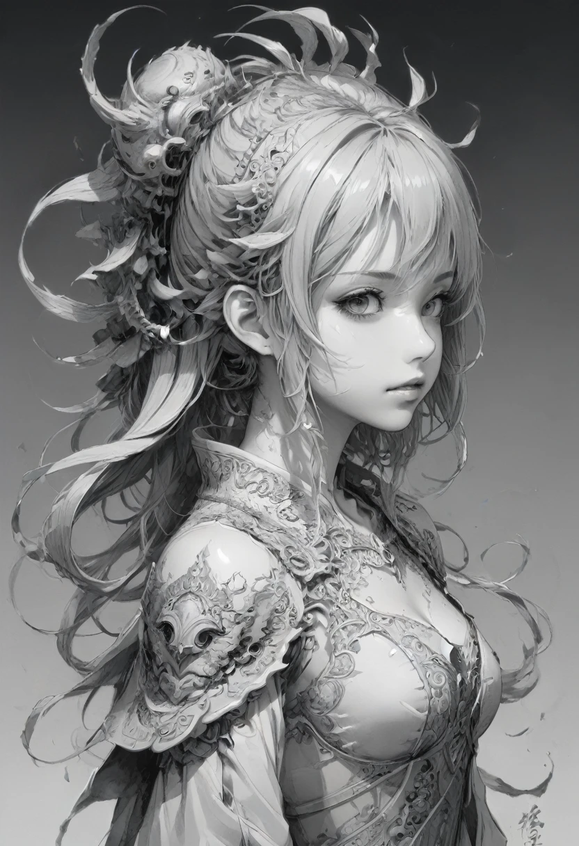 Anime line art, B&W, (masterpiece, best quality, perfect composition, very aesthetic, absurdres, ultra-detailed, intricate details, Professional, official art, Representative work:1.3), sketch by Bo_Chen