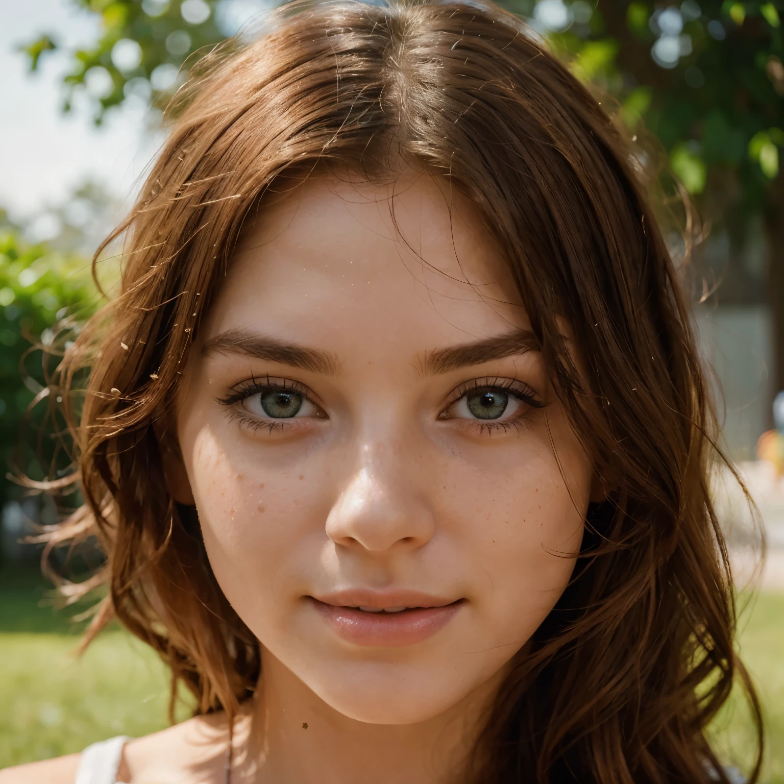 (best quality, high-res, professional:1.2), vibrant and detailed portrait, capturing the essence of a 19-year-old girl with ginger red hair and Irish roots. social media profile photo,The focus is on her beautiful detailed eyes, with vibrant green coloring and long, lightly curled eyelashes that add depth and dimension to her expressive eyebrows. Her flawless and delicate features are highlighted by natural lighting, with sunlight gently illuminating her face, giving it a soft and radiant glow. The portrait showcases her vibrant and confident personality, as seen in her bright smile and confident pose. 

The girl's long flowing hair, in shades of fiery red, adds to her youthful beauty. Her skin is flawless and has a soft and delicate texture, with freckles lightly dotting her cheeks. Natural makeup enhances her features, emphasizing her natural beauty and enhancing her radiant smile. 

She is dressed in a casual and comfortable attire, wearing a t-shirt and sweatpants, which allows her youthful energy and free spirit to shine through. The vibrant colors of her clothing complement her fiery personality, while also creating a sense of warmth and vibrancy in the overall composition. 

The portrait is captured in high resolution, allowing for every intricate detail to be seen. The photographer has paid careful attention to sharp focus, ensuring that every aspect of the girl's captivating eyes is brought out, further enhancing their enchanting beauty. The realistic and lifelike portrayal creates a sense of intimacy and connection with the viewer, evoking a feeling of being in the presence of the subject. 

The overall image quality is of the highest standard, with professional photography techniques used to capture the essence of the girl's individuality and strength. The portrait is a true masterpiece, with every nuance and detail carefully rendered in high resolution. The composition and choice of colors come together to create a serene and peaceful atmosphere, 