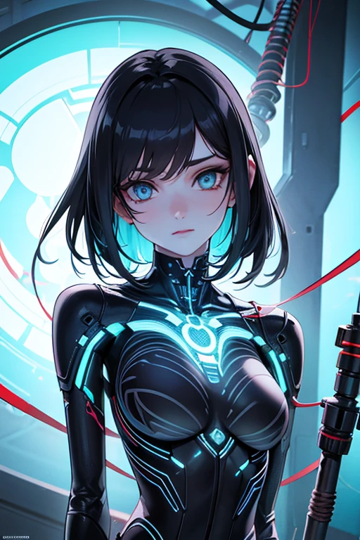 1 cyborg, (masterpiece, best quality, ultra high res:1.2), 1girl, (abstract art:1.3), half demon, best quality, masterpiece, ultra high res, waves in background, water dragon, water balls, nature light, photo realistic, (masterpiece, best quality:1.4), (ab...