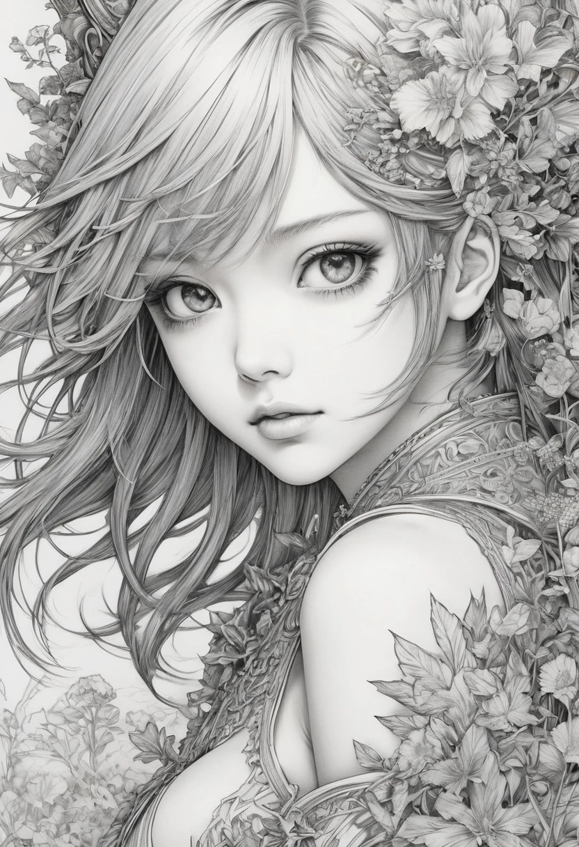 Anime line art, by Tsukasa Hojo, sketch, best quality, masterpiece, very aesthetic, perfect composition, intricate details, ultra-detailed, B&W