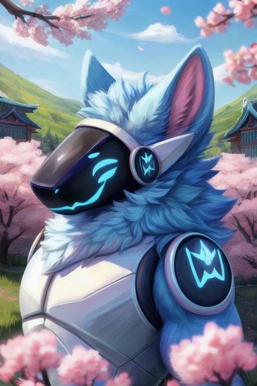 (((Light blue fur protogen))) , big chest, day, sexy, sensual, detailed, uploaded to e621, beautiful and detailed portrait of an anthropomorphic Light blue fur protogen, (((male ))) uploaded to e621, zaush, foxovh, movie lighting, , thicc, alone, ((submissive)) , view from above, muscular toned, muscles, muscular build, Japanese anime style, Art Prompt: Springtime Awakening (Japanese Anime Style)
Envision a lush green meadow bursting with life. Gentle slopes are carpeted with a vibrant tapestry of wildflowers in bloom - delicate pinks, sunny yellows, and cheerful blues. Cherry blossom trees dot the landscape, their branches overflowing with soft pink petals that dance in the gentle breeze. A crystal-clear stream meanders through the meadow, reflecting the clear blue sky and fluffy white clouds. A muscular, light blue protogen sits beneath a cherry blossom tree, their metallic fur catching the dappled sunlight. Their eyes are closed, a peaceful expression on their face as they bask in the warmth of the spring sun and breathe in the sweet scent of flowers. Butterflies flutter around them, adding to the scene's tranquility. Include details like buzzing bees, playful rabbits hopping through the grass, and birds singing in the trees. Capture the feeling of renewal and joy that comes with spring, using a vibrant and uplifting color palette. Draw inspiration from anime like Yuru Camp△ and Flying Witch, or spring scenes from Studio Ghibli films like Ponyo and My Neighbor Totoro. ,((( light blue fur protogen))) Japanese anime style