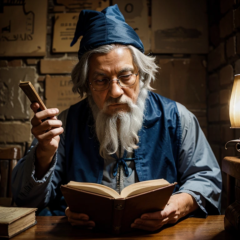 Old wizard reading