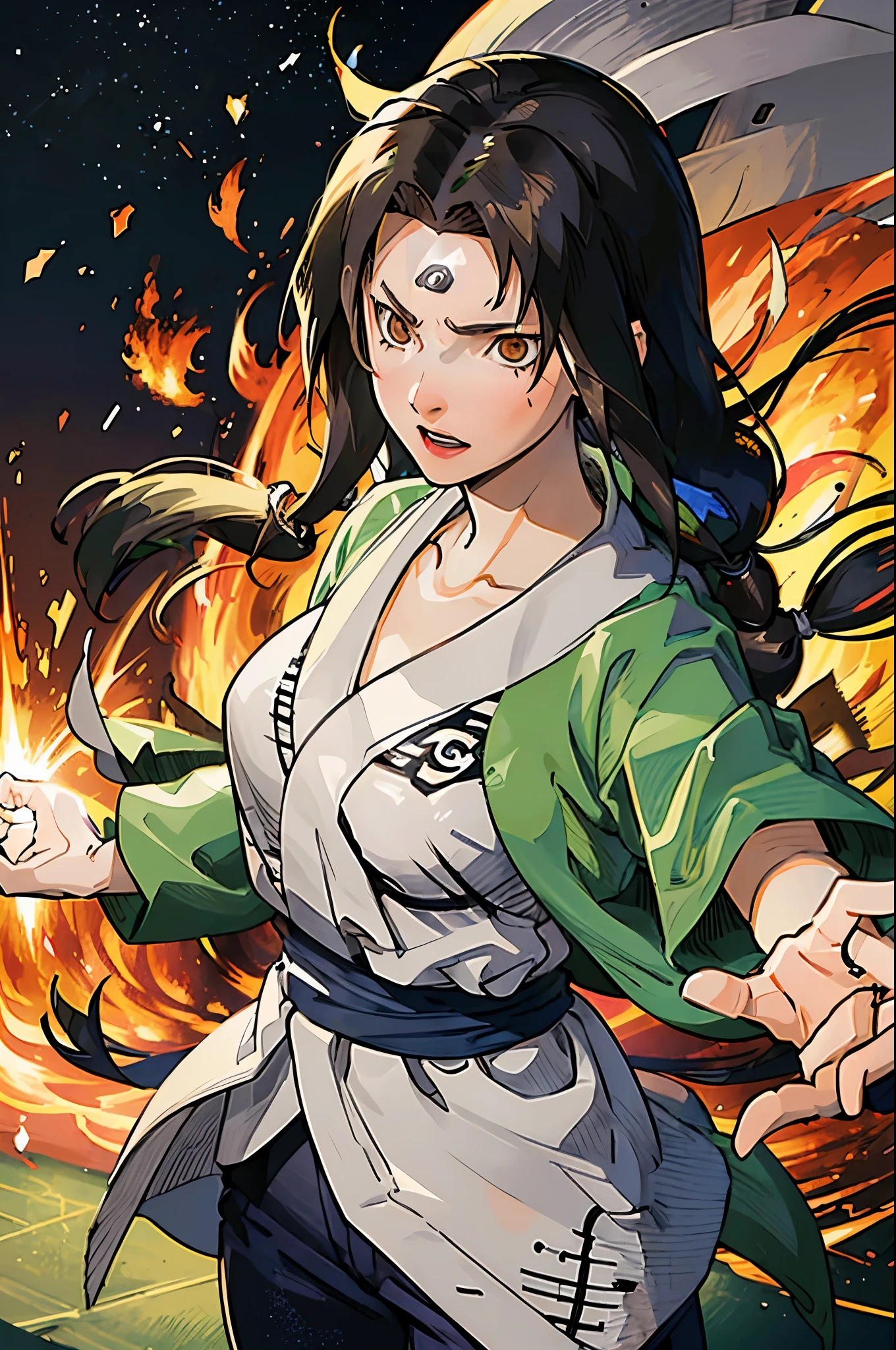 Female version of Naruto Uzumaki with Black hair