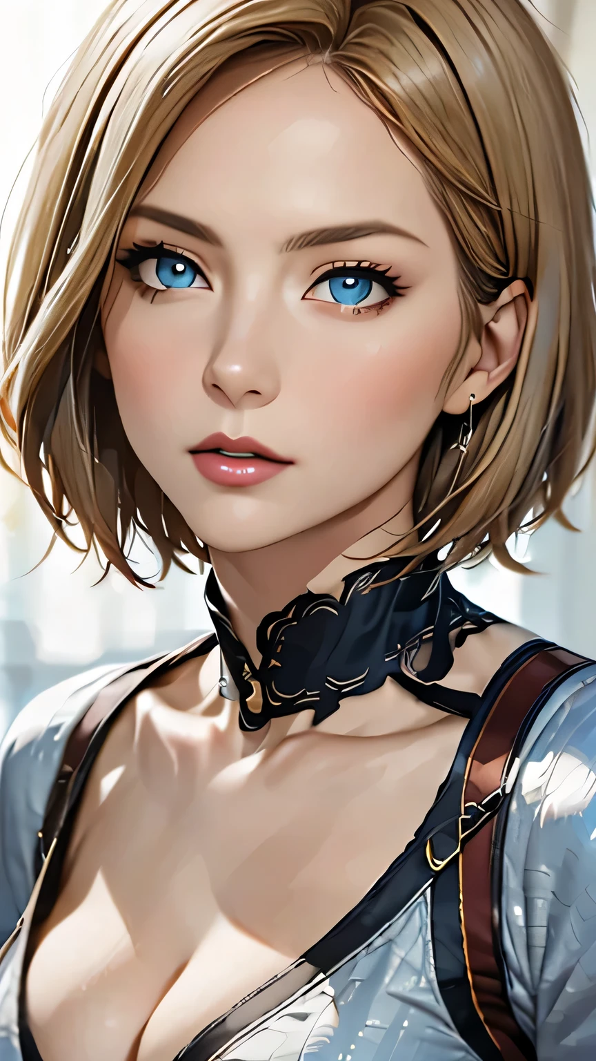 (highest quality,4k,8K,High resolution,masterpiece:1.2),Super detailed,realistic:1.37,portrait,blonde,blue eyes,white skin,medieval clothing,detailed facial features,beautiful lips,gorgeous eyes,A wonderful expression,retro style,soft lighting,Bright colors,short hair,break,cowboy shot,