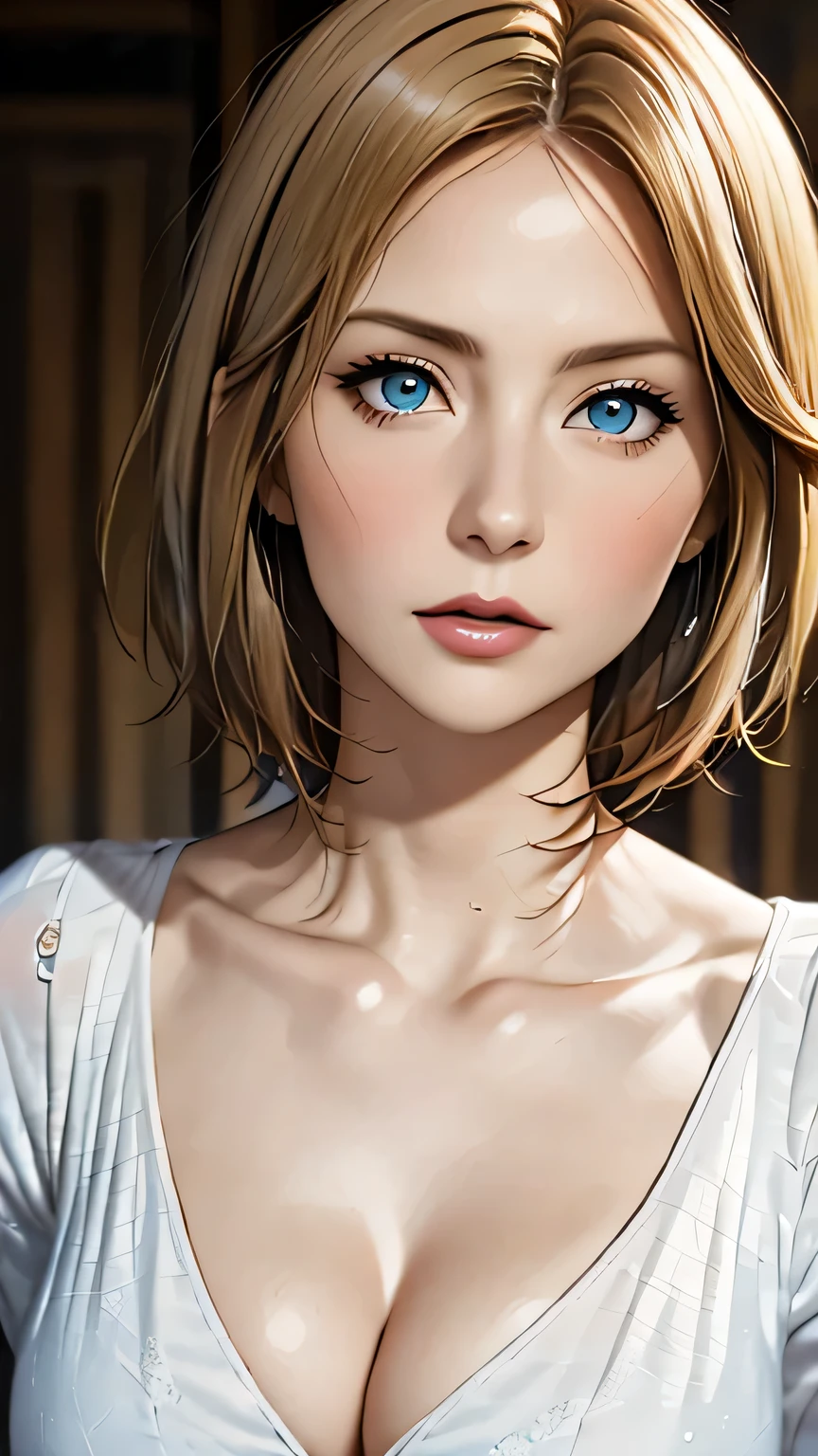 (highest quality,4k,8K,High resolution,masterpiece:1.2),Super detailed,realistic:1.37,portrait,blonde,blue eyes,white skin,medieval clothing,detailed facial features,beautiful lips,gorgeous eyes,A wonderful expression,retro style,soft lighting,Bright colors,short hair,break,cowboy shot,