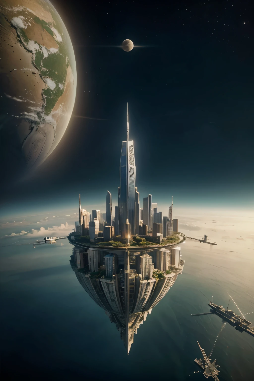Imagine a city which is floating in the sky completely detached from Earth and on a small piece of land