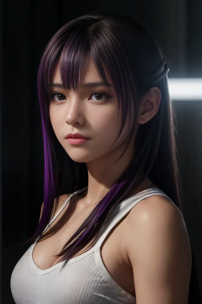 best quality, masterpiece, (realistic: 1.2), beautiful 20 year old black, african, dark-skinned, black, black, beautiful face, long straight black hair, wearing beautiful warrior purple clothes