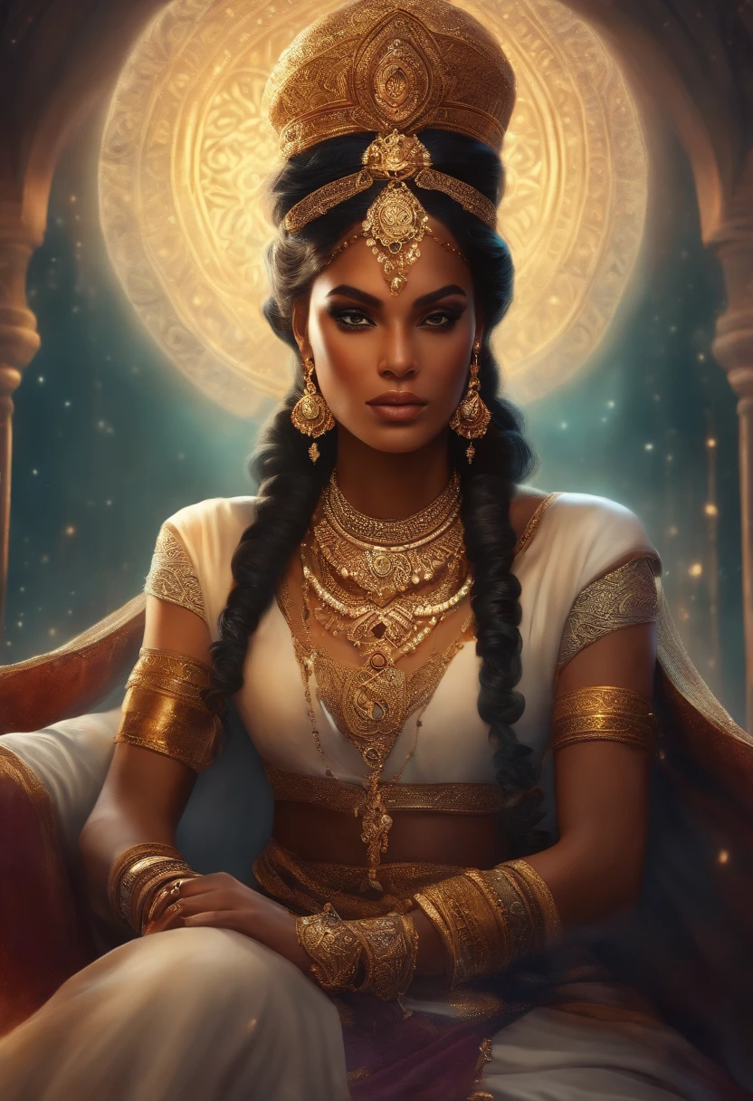Thug genie, character ilustration, royal, magistic, white light