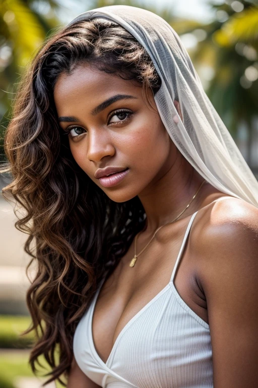 chef-d&#39;artwork. best quality, young woman with brown skin, with green eyes and curly hair, posant pour une photo, portrait doux 8 k, Belle jeune fille, belle image de portrait, photo d&#39;une belle femme, visage et yeux parfaits, magnifique portrait de visage, belle jeune femme, belle photo de portrait, beautiful model girl, An extremely beautiful face, very belle jeune femme, beautiful girl model, portant une tenue musulmane avec un voile dans le contexte du ramadan, Eid Mubarak, franco africaine, sexy, beautiful 8k uhd portrait lighting, DSLR, high quality, grain de film, Fujifilm XT3