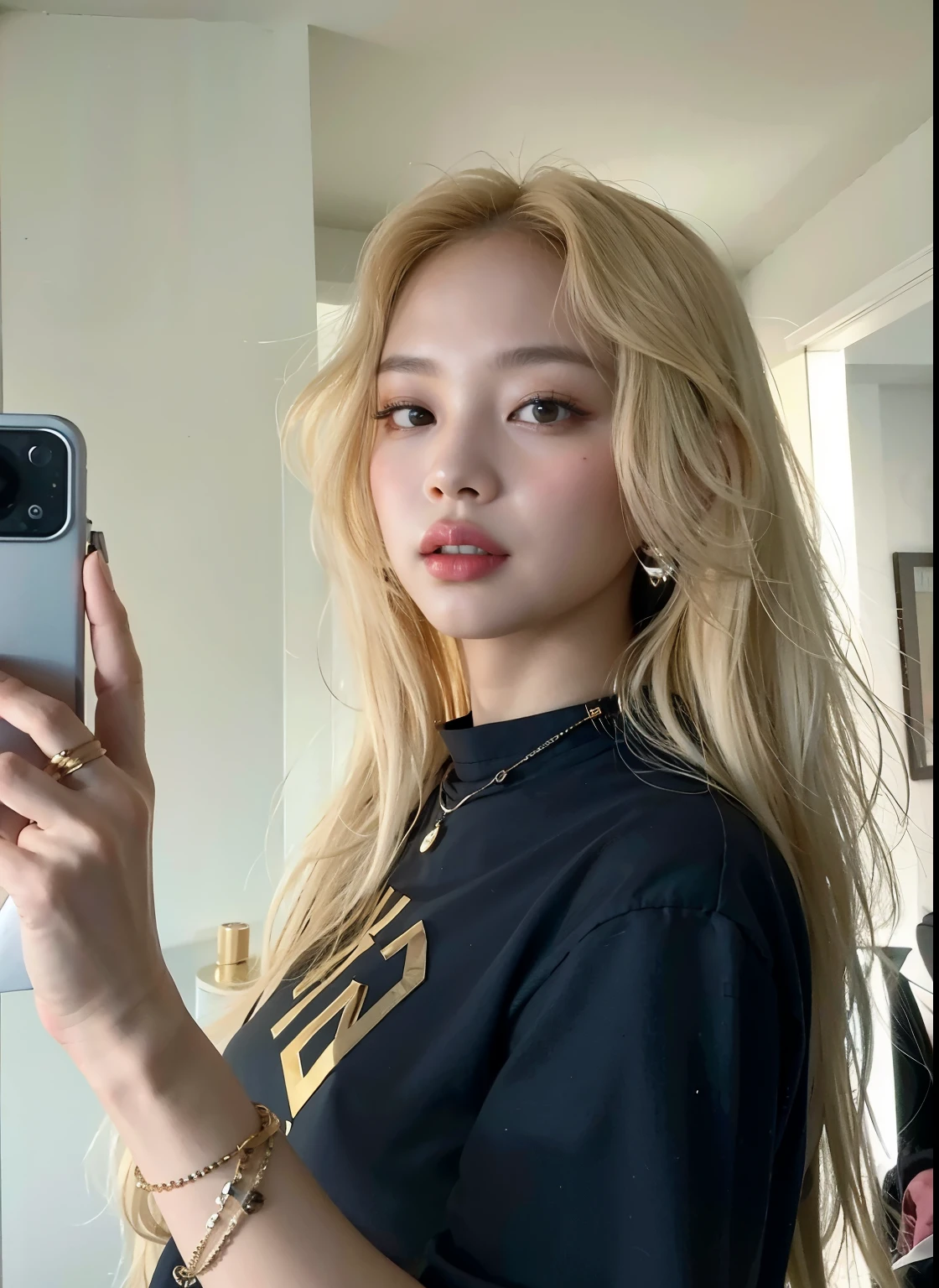 Mulher loira em lingerie branca posando em um espelho, Parque Roseanne do Blackpink, Heonhwa Choe, coreana jovem bonita, TaeJune Kim, com longos cabelos loiros, coreana jovem bonita, com longos cabelos brancos, Mulher sul-coreana bonita, coreana, Jinyoung Canela, Ana Takamaki, Jaeyeon Nam, com longos cabelos brancos, em linho