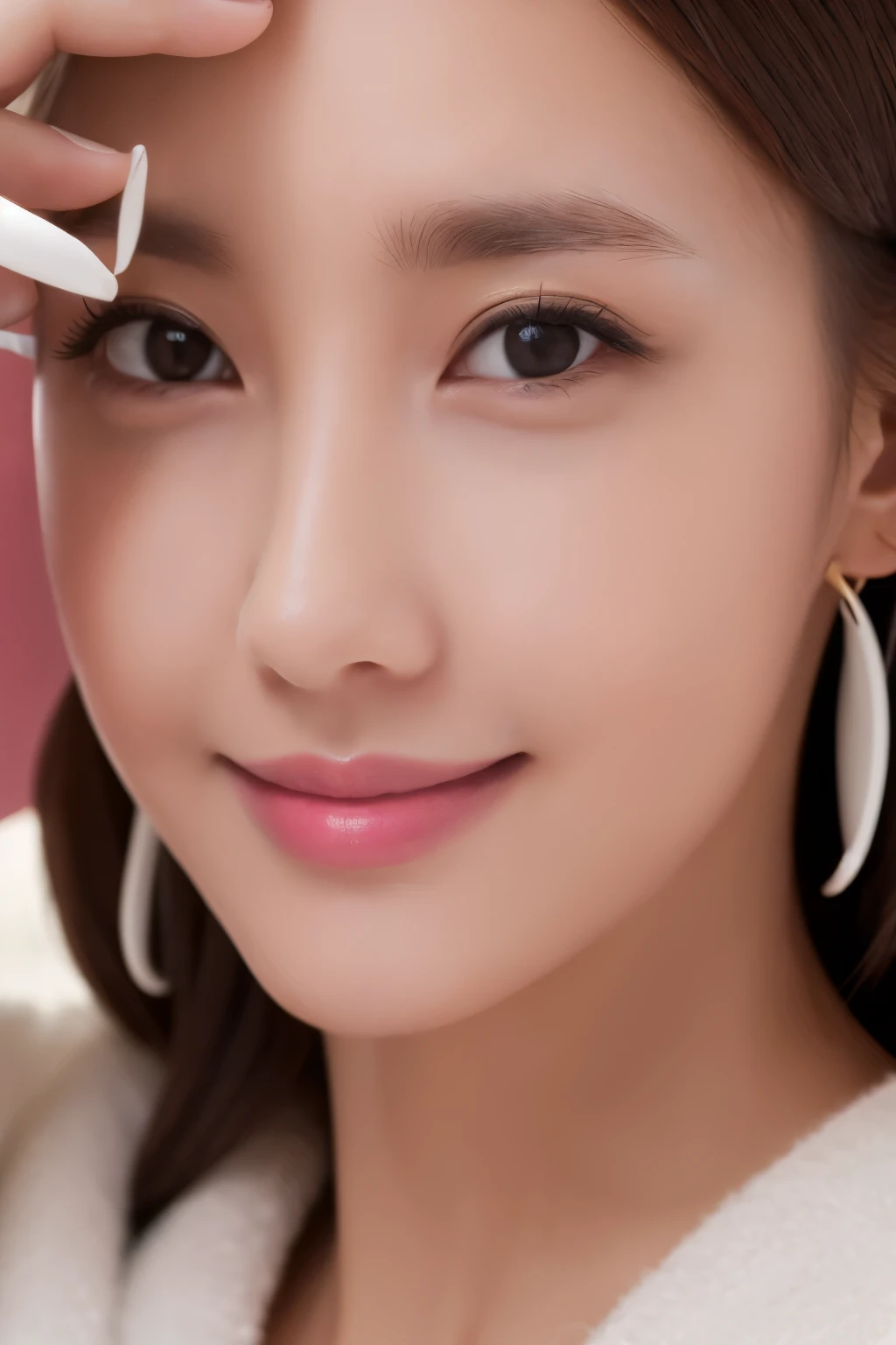high quality,photo quality,8K,ultra high resolution,1 girl, in a hotel room, smile, Close-up,Sleek-shaped face, clear white skin,