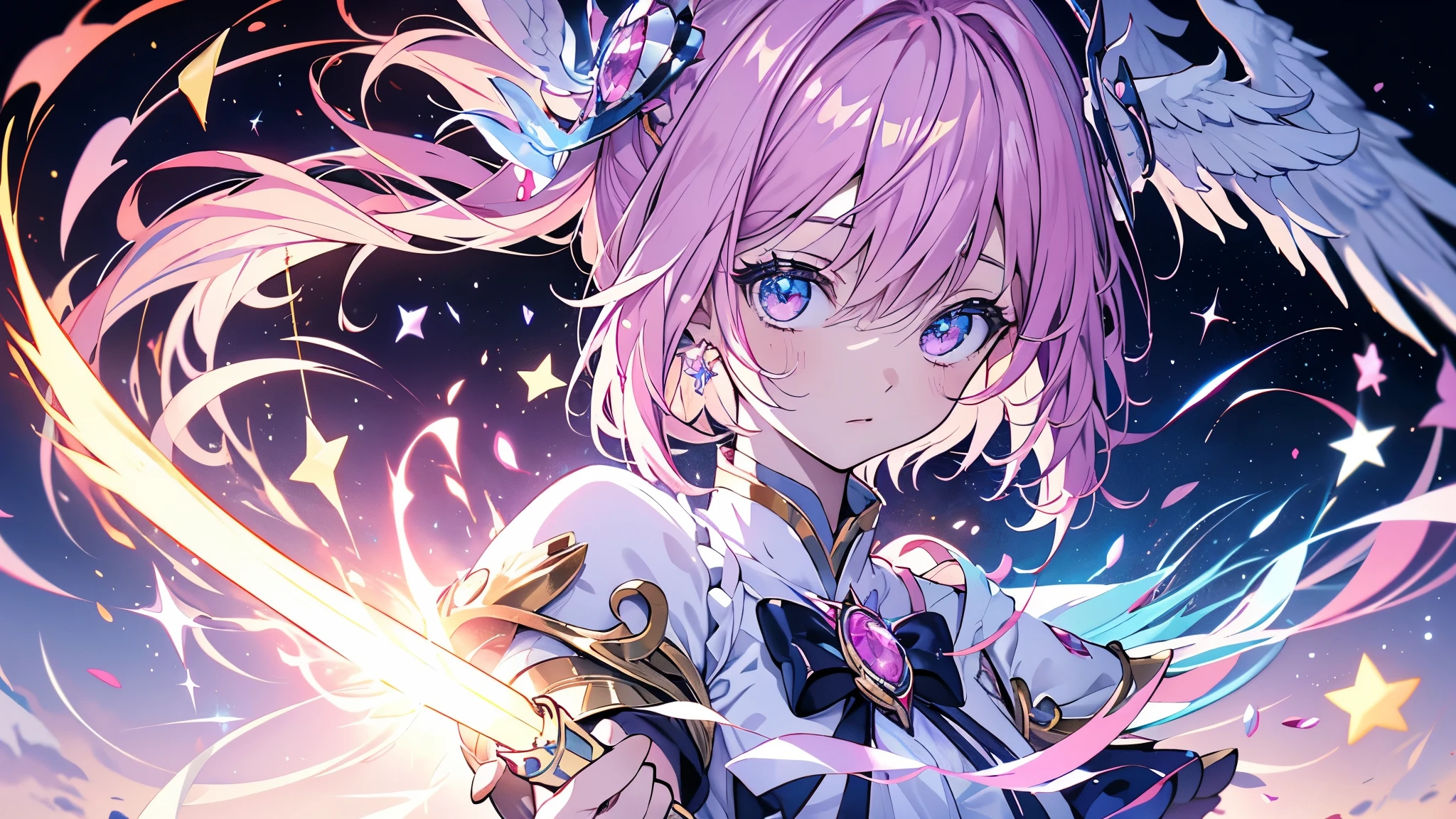 k hd,Chica anime con varita y varita estrella en la mano., portrait of magical girl, sparkling magical girl, magical , sakura captor de cartas, pin en anime, arte anime limpio y meticuloso, magical girl anime mahou shojo, Hermoso estilo de arte anime, lindos retratos de chicas anime, carrying a magical staff, Arte Zerochan, encantador estilo de arte, hada astral, soft anime illustration