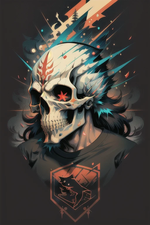 (best quality,4k,8k,highres,masterpiece:1.2), skull, vector art,j-horror, black background, vector t-shirt logo design, joyful, lens flare abuse, Yuki Katsura, subalpine meadows, Walking Catfish, Christmas Red 