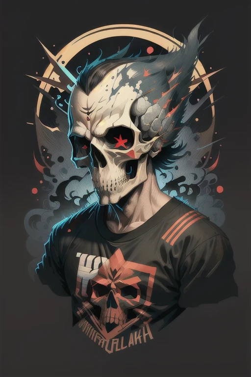 (best quality,4k,8k,highres,masterpiece:1.2), skull, vector art,j-horror, black background, vector t-shirt logo design, joyful, lens flare abuse, Yuki Katsura, subalpine meadows, Walking Catfish, Christmas Red