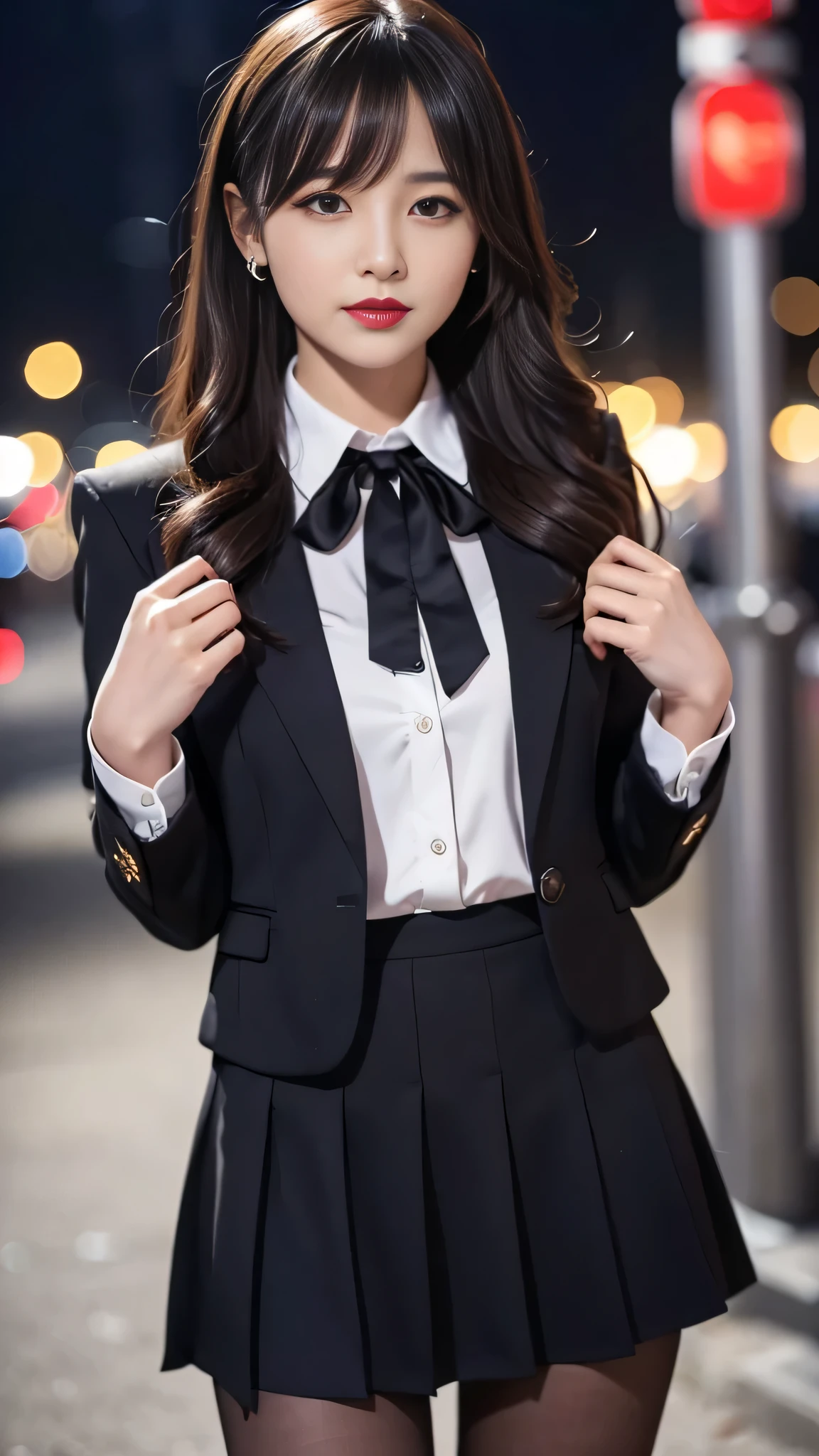 tra-detailed、2girls、Japanese、attractive beauty、seductive adult woman、pretty woman、piercing eyes、cool girl、wavy hair、swept bangs、suit、Jacket、blouse、ribbon、Tight Skirt、pantyhose、beautiful feet、Evil cadres、evil depravity、brainwash、mind control、lipstick、lip gloss、dark makeup、smirk、Whisper in my ear、Evil expression、evil、hollow eyes,half-closed eyes、empty eyes、evil、church at night、vampire、succubus、vampire、Swear allegiance、Hold your hand over another woman