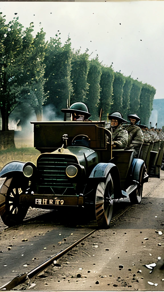 Scenes of jubilant French and British troops celebrating