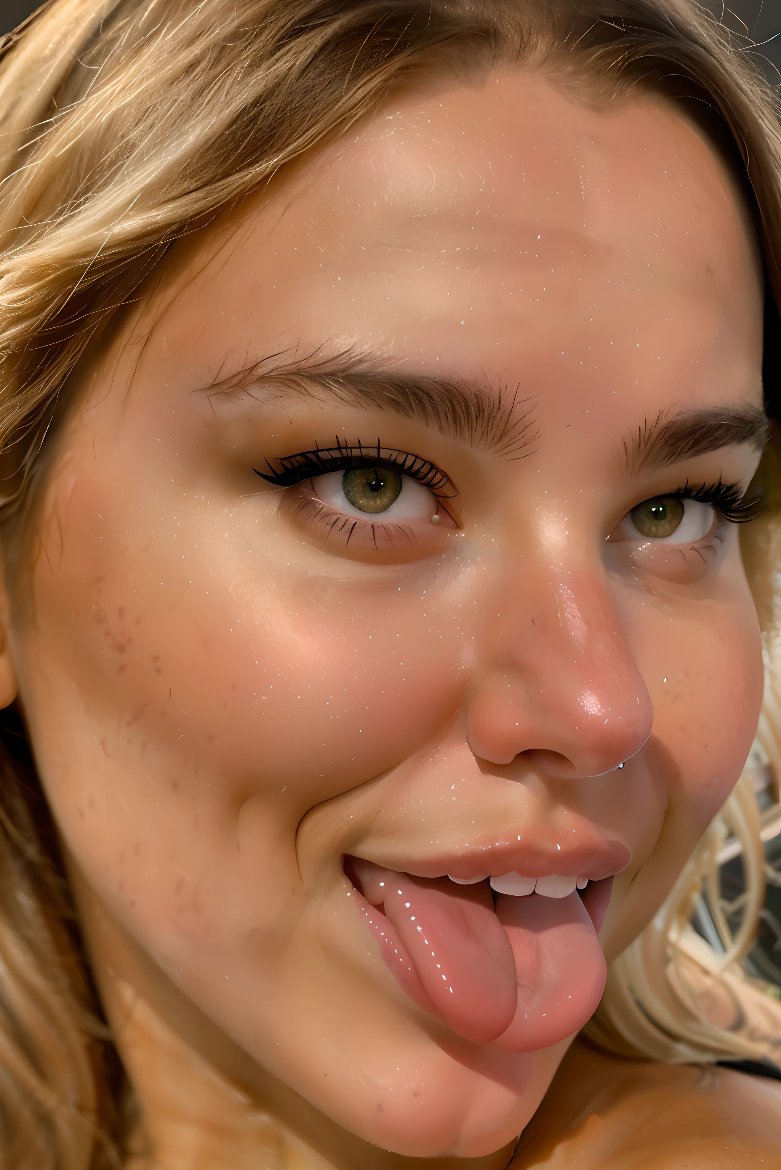close up face, face portrait close up, close up photoshoot, beautiful girl in a golden bellydance costume, detailed eyes, hyper realistic eyes, perfect eyes, curvy belly, detailed belly, (detailed face), (art by Anna Dittmann), (art by Bastien Lecouffe Deharme), ahegao , ahg, rolling eyes, tongue, tongue out, 38g saggy breast, huge cleavage, ultra hd, 4k, high def, Photorealistic, Hyperrealistic, Hyper detailed, analog style, realistic, masterpiece, best quality, ultra realistic, 8k, Intricate, High Detail, film photography, soft lighting, light shadow,