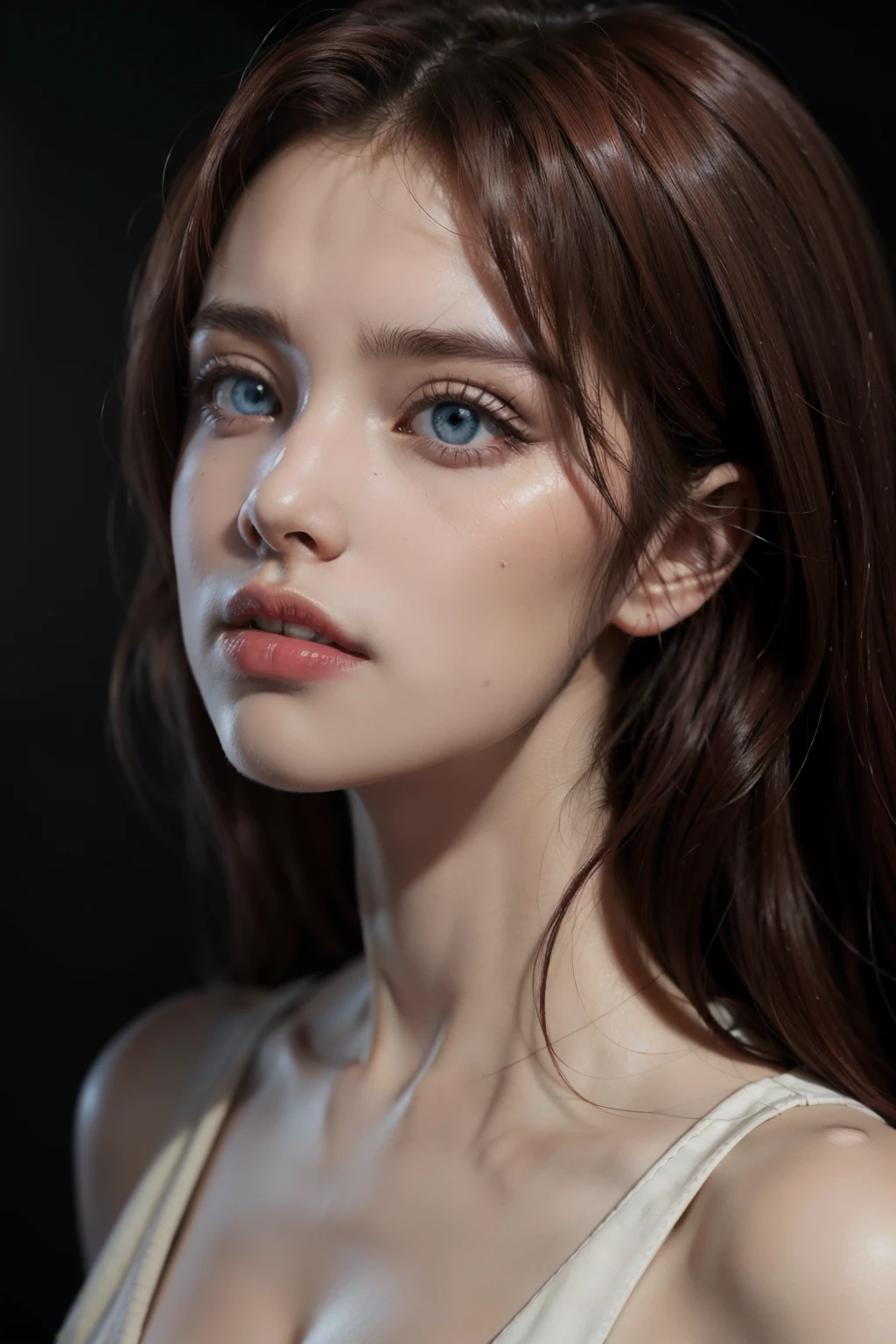 beautiful woman with red hair in her mouth chupa chups, blue eyes, Ray tracing, hyper realistic, photo realism, high detailed, unreal engine 5, 4k, hdr --ar 2:3