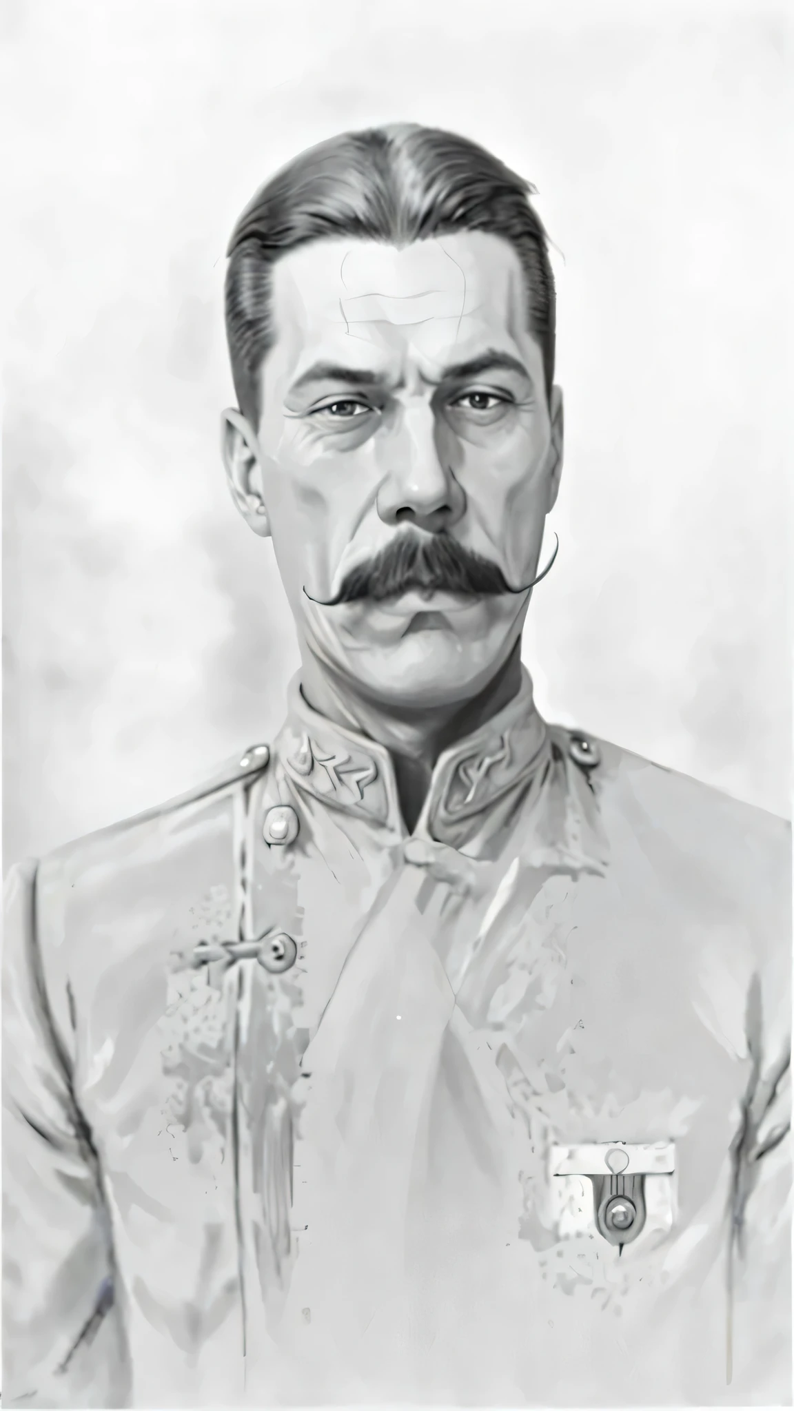 a black and white photo of a man in uniform with a mustache, stanisław, vladimir motsar, young tsar, vittorio matteo corcos, leader of fascist hungary, darius zawadzki, czeslaw znamierowski, austro - hungarian, Stanisław Szukalski