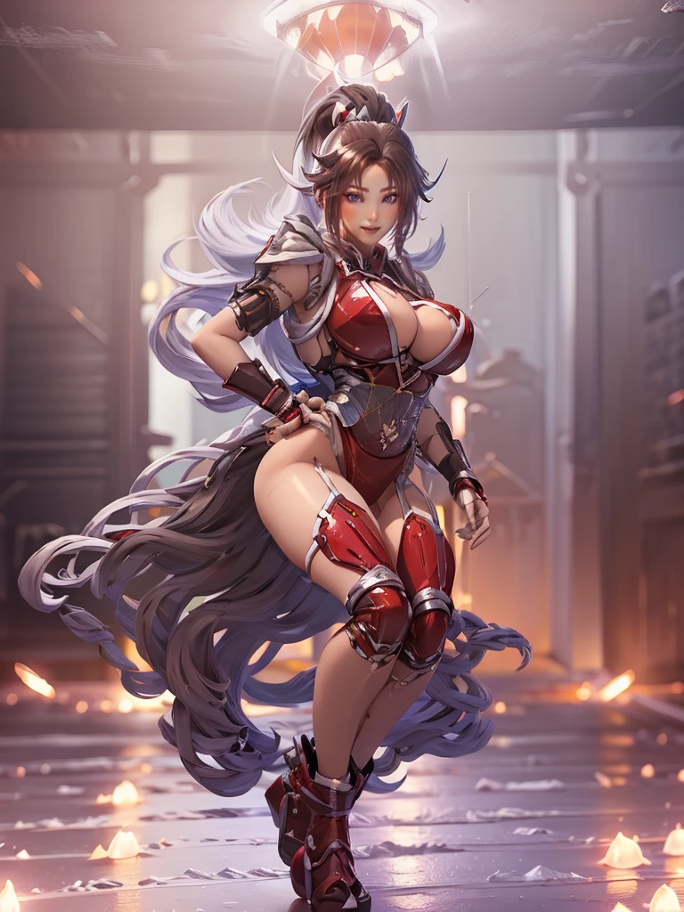 Tyran_Thai Lan, (1GIRL, ALONE, SOLO), (super detailed face), (half face mecha helm:1), (BIG BUTTOCKS, HUGE FAKE BREAST:1.3), (CLEAVAGE:1.5), (MUSCLE ABS:1.3), (MECHA GUARD ARMS, DIAMOND CORE IN CHEST ARMOR:1.3), (RED SHINY FUTURISTIC MECHA ARMORED, MECHA SKINTIGHT SUIT PANTS, MECHA GUARD ARMOR LEGS, HIGH HEELS:1.5), (MUSCULAR FEMALE BODY, GLOWING SKIN, SEXY LONG LEGS:1.1), (LOOKING AT VIEWER:1.3), (female focus:0.886), (WALKING DOWN HALLWAY OF FUTURISTIC SPACE STATION:1), (BRIGHT LIGHT WHITE_ROOM:1.3), HYPER TEXTURE, UNREAL ENGINE RENDER, PHYSICALLY-BASED RENDERING, ULTRA HIGHT DEFINITION, 16K, 1080P.