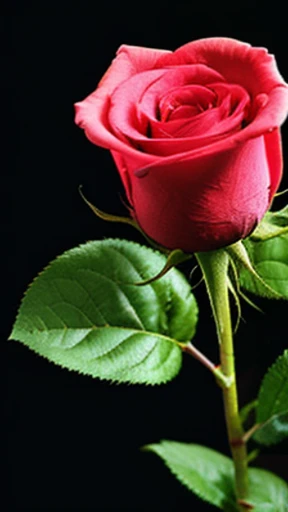 silhouette rose flower、silhouette One Rose、delusional、Poisonous Rose、backgroundに三日月、background black、red rose、