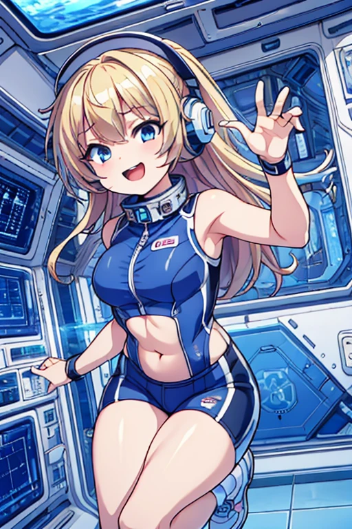 top-quality,Top image quality,in 8K,4K,masterpiece,ultra-detailliert,Beautiful,ultra-quality, best quality,high resolution, ultra-detailed,game cg,dutch angle,(acrobatic pose):5,jumping:5,(inside spacestation,)beautiful detailed eyes,five fingers,headphone,nsfw,a beauty girl,(astrovest):5,(track uniforms),wet,(steam:1.5),Running form,open open mouth,(blonde hair),(long hair):2,Navel,space_station_interior, exercise_room, futuristic, high_technology, zero_gravity_exercise_equipment, high_resolution_landscape, sleek_design, minimalistic, 8K_resolution, game_cg_style, Dutch_angle, detailed_character, track_uniform, perfect_running_form, intense_expression, detailed_eyes, determination, steam:1.5, beauty, strength, five_fingers, visible_navel, open_mouth, ultra_quality, high_resolution, ultra_detailed,astrovest