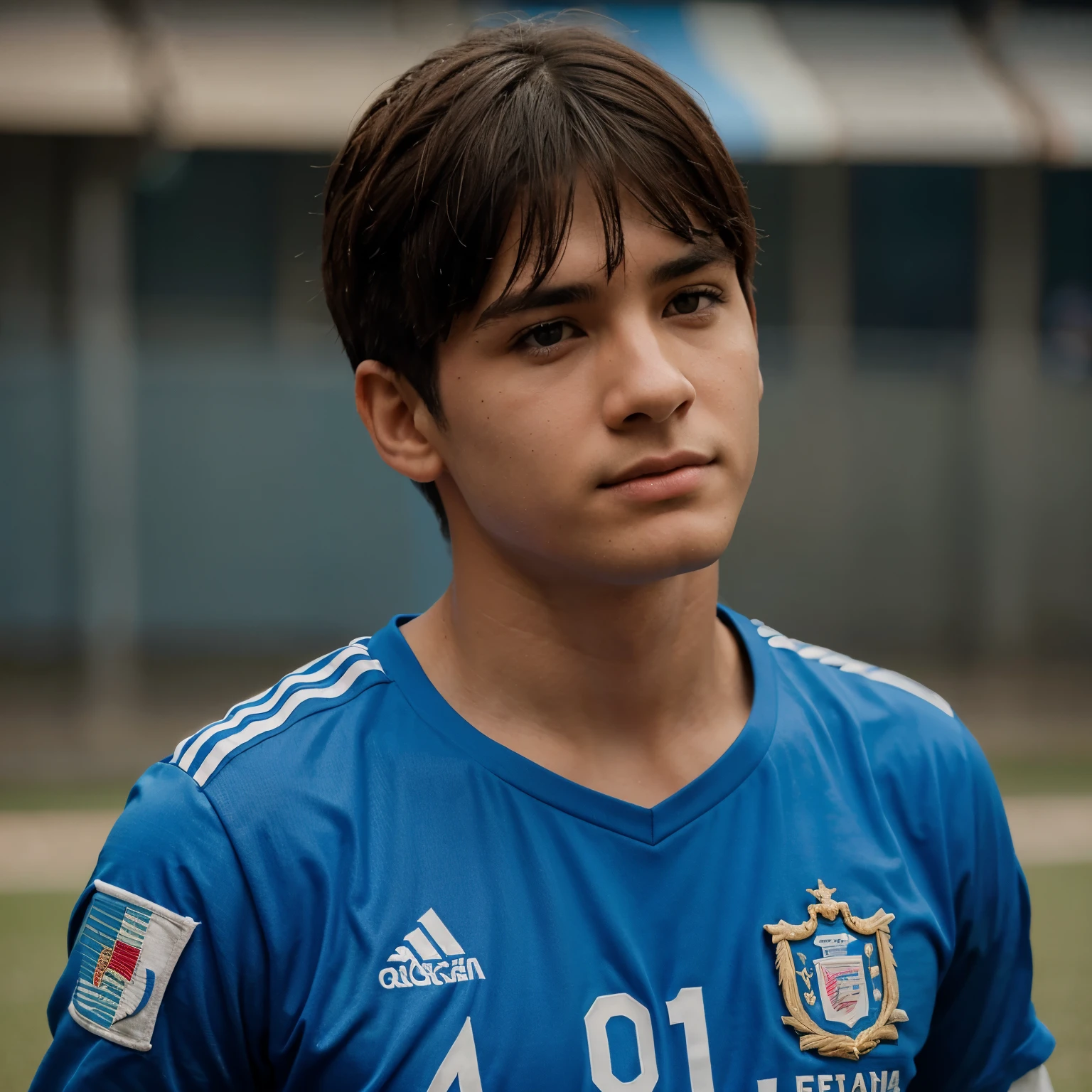 Joven, futbolista, corte de cabello militar, afeitado, con anteojos deportivos azules, camiseta de argentina, anime, dibujo, anteojos, azul, Argentina champion