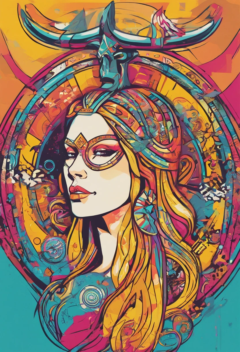 create a logo of a female character that is a viking, looks straight forward, strong, northern mythologi style. Create the character to be inside a circle shape like a coin with rune inscriptions.