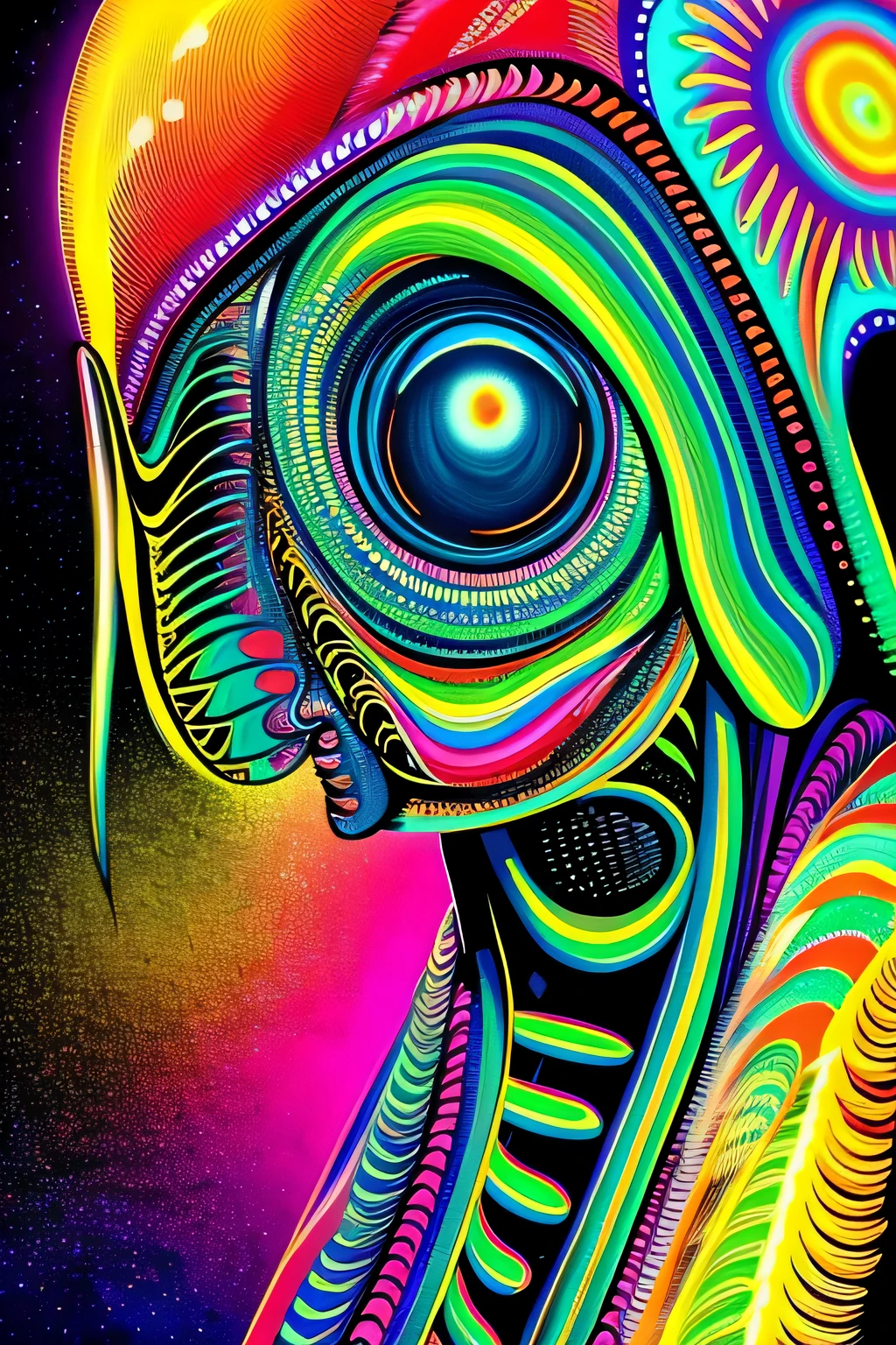 highest quality, masterpiece, ultra high resolution, alien, acid, psychedelic, Tribal
