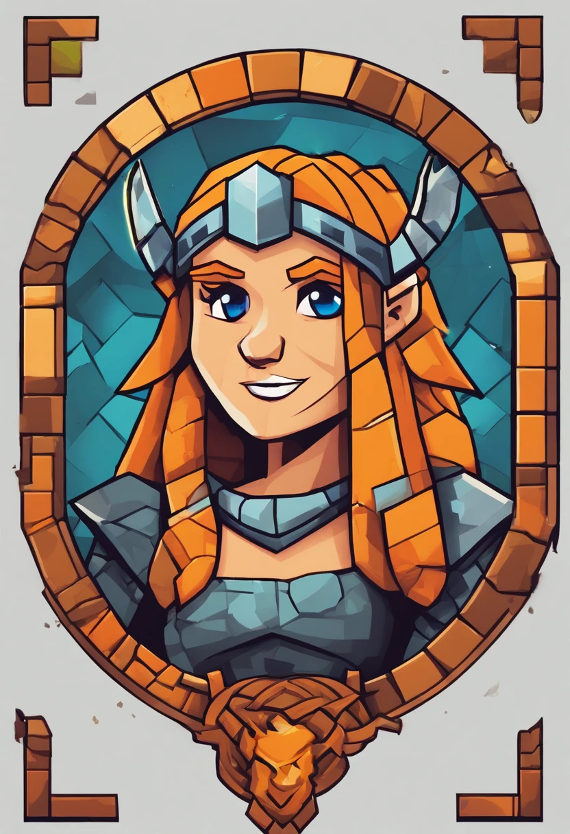 create a logo of a female character that is a viking, looks straight forward, strong, northern mythologi style. Create the character to be inside a circle shape like a coin with rune inscriptions.