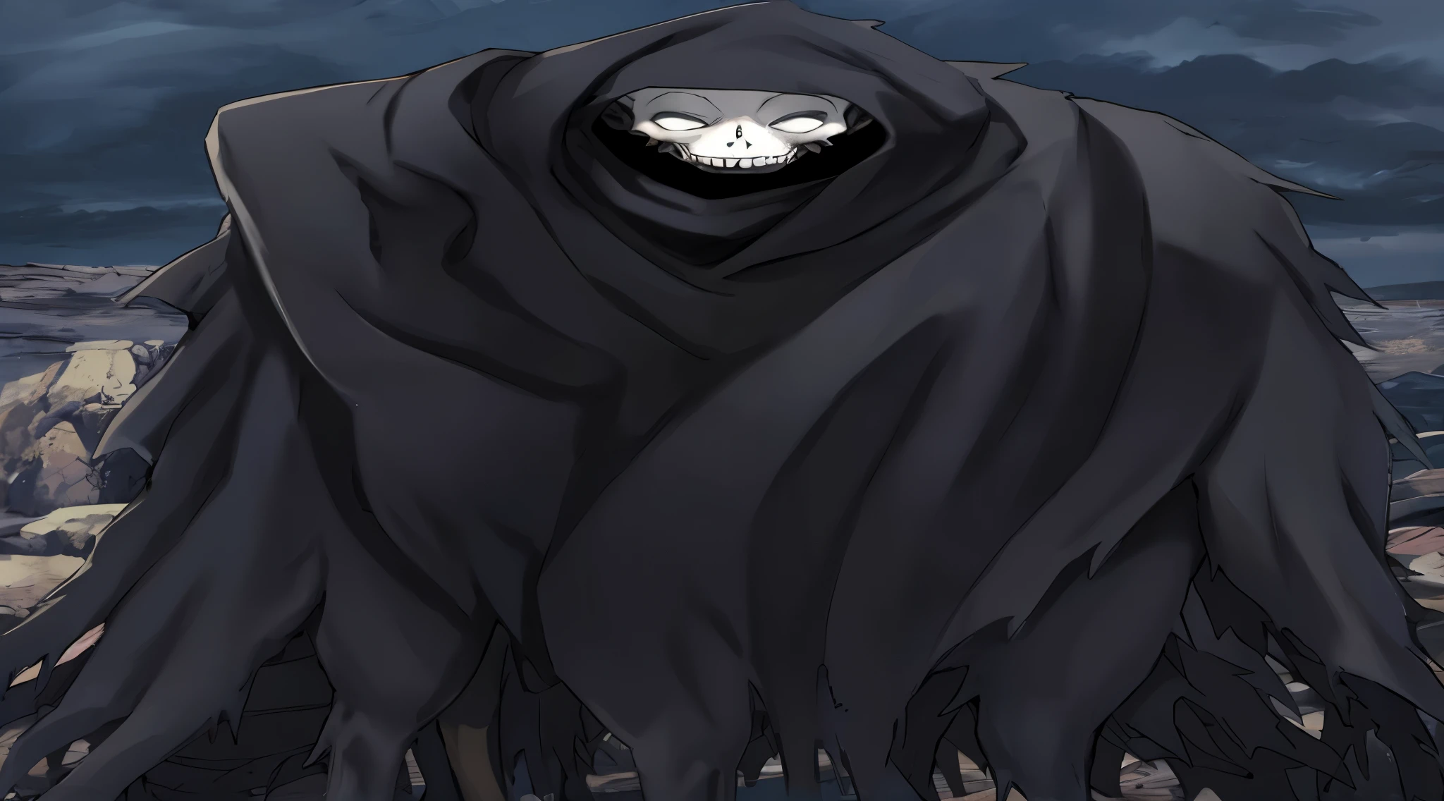 imagem arafada de uma pessoa com uma capa preta e rosto branco, o ceifador como um assustador, lindo deus masculino da morte, Vestido Ainz Ooal, espectro de capuz escuro, retrato do deus da morte, Gapmoe Yandere Grimdark, necromante de capa escura, ceifador da noite!!!!, Shinigami