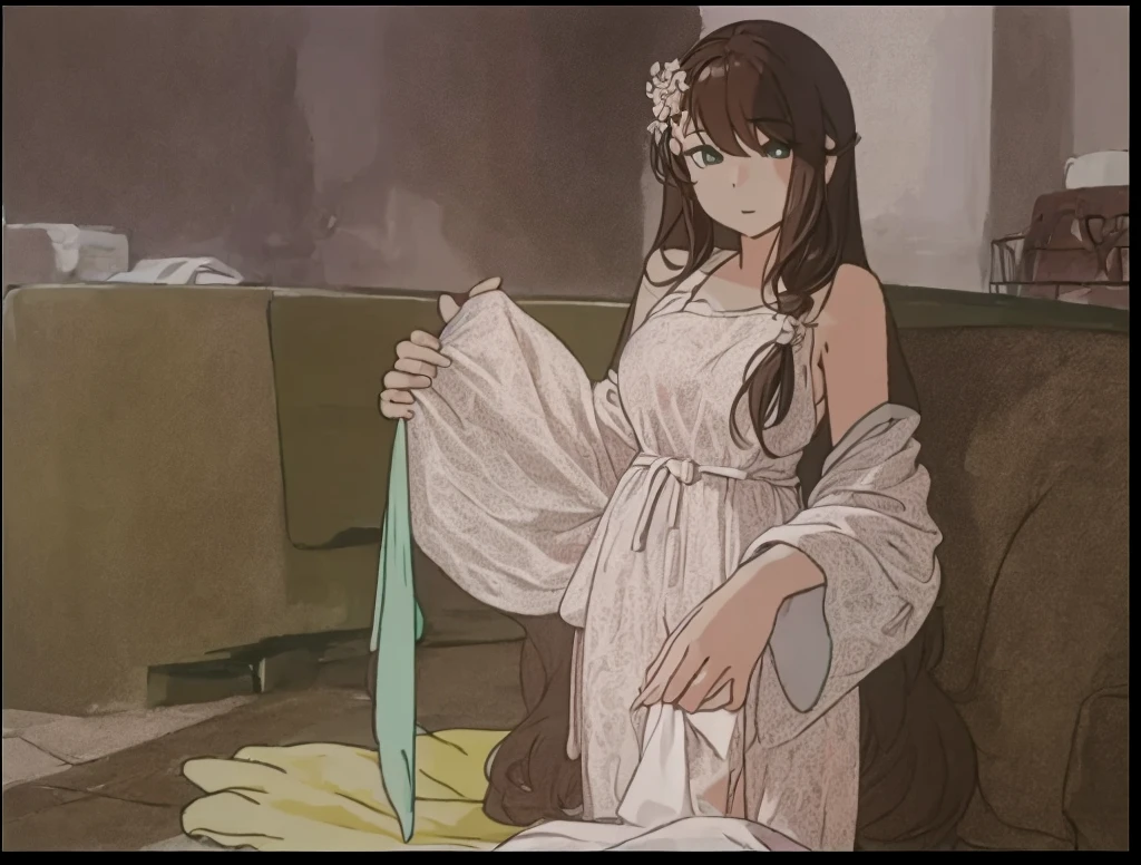A beautiful woman with long hair is standing。