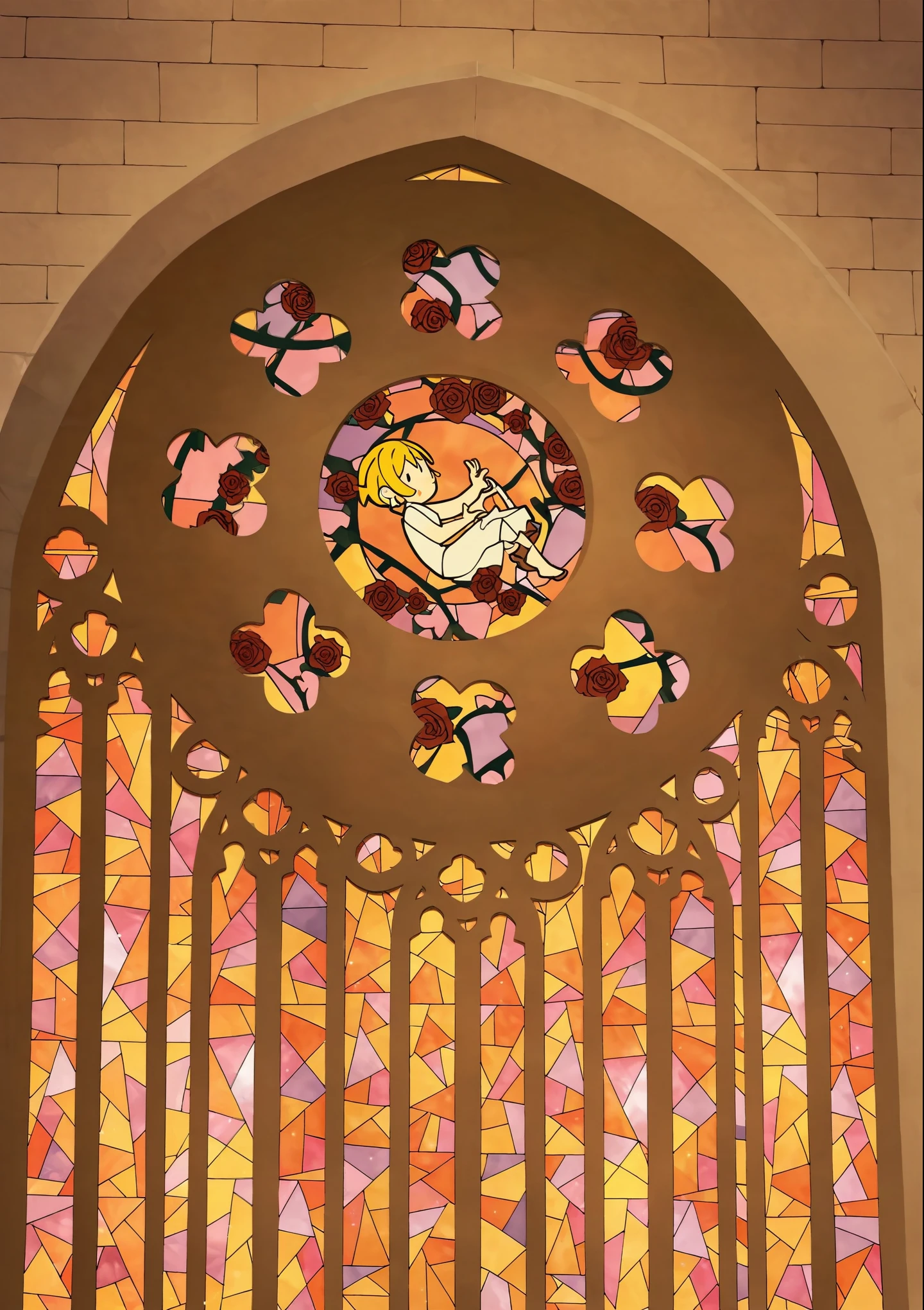 score_9, score_8_up, score_7_up, score_6_up, (score_anime),(stained glass window),(beautiful light through the glass),haze, на stained glass windowе нарисован младенец