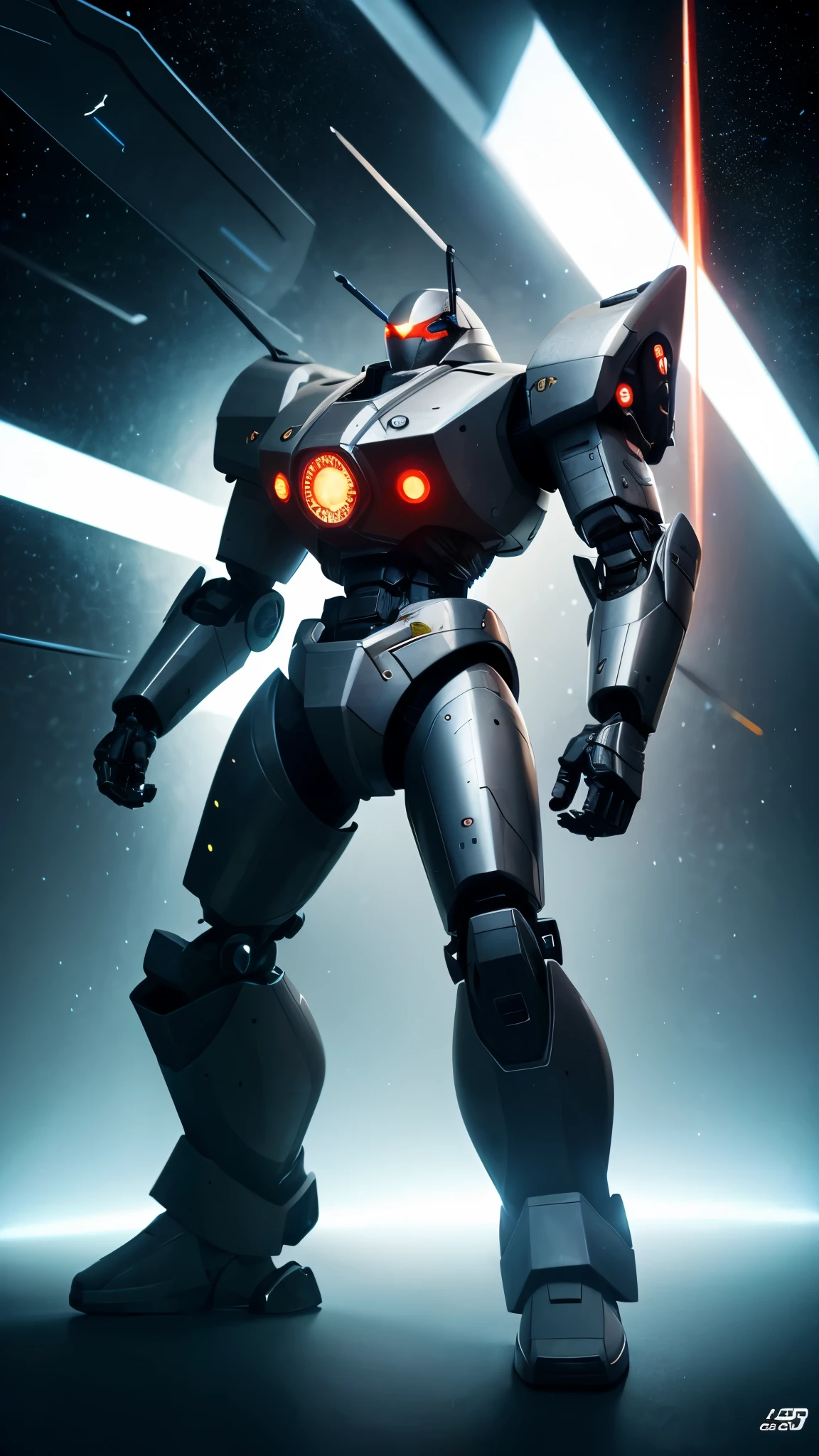 Standing Mecha, Full body front, simple_background, white_background, Reggie Steele, metallic, Black sand, Laser sight, Outec, SF, stylized, Ghibli, フラットなモノクロfigure面, realistic light and shadow, cyber punk, futuristic, digital art, highest quality, Graphic Animation, software, star sector, SF style, High-tech products, SF, fantasy, Extremely detailed, digital painting, art station trends, concept art, sharp focus, figure,  