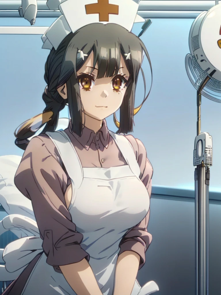 gran calidad ++ Extremely detailed high resolusionolution, very aesthetic, ojos expresivos, (((Cara perfecta))), (((face symmetrical))), ((good anatomy)), (((manos perfectas))), (((8k))), UHD, Fondo de pantalla HD, (((alta calidra detallada, (((((1girl)))))), solamente, Obra maestra, La mejor calidad, high resolusion, Altamente detallado, (illustration), hermosos ojos detallados, (((combatant))), (((((1girl))))), ((((cuerpo completo)))), (((((((miyu edelfelt)))))), Celestia de My Little Poni, (((adult body))), (((black hair))), (((hair rings)), (((bangs))), (((nurse cap))), (((pink collared dress))), (((apron))), Cabello largo y ondulado, (((brown eyes))), (((milfication))), (((mature female))), (((((gigantic breasts))))), (((Dedos detallados))), (((Smile))), (((asymmetrical body))), (((asymmetrical hair))), (((asymmetrical clothes))), Dedos precisos, Manos no antinaturales, strange eye, columnas griegas, exterior, (((hermoso bosque majestuoso))), hojas de parra rodeando las columnas, (((arbustos de flores por todas partes))), cielo despejado, bright sunny day, (((((hospital))))), (((running))),