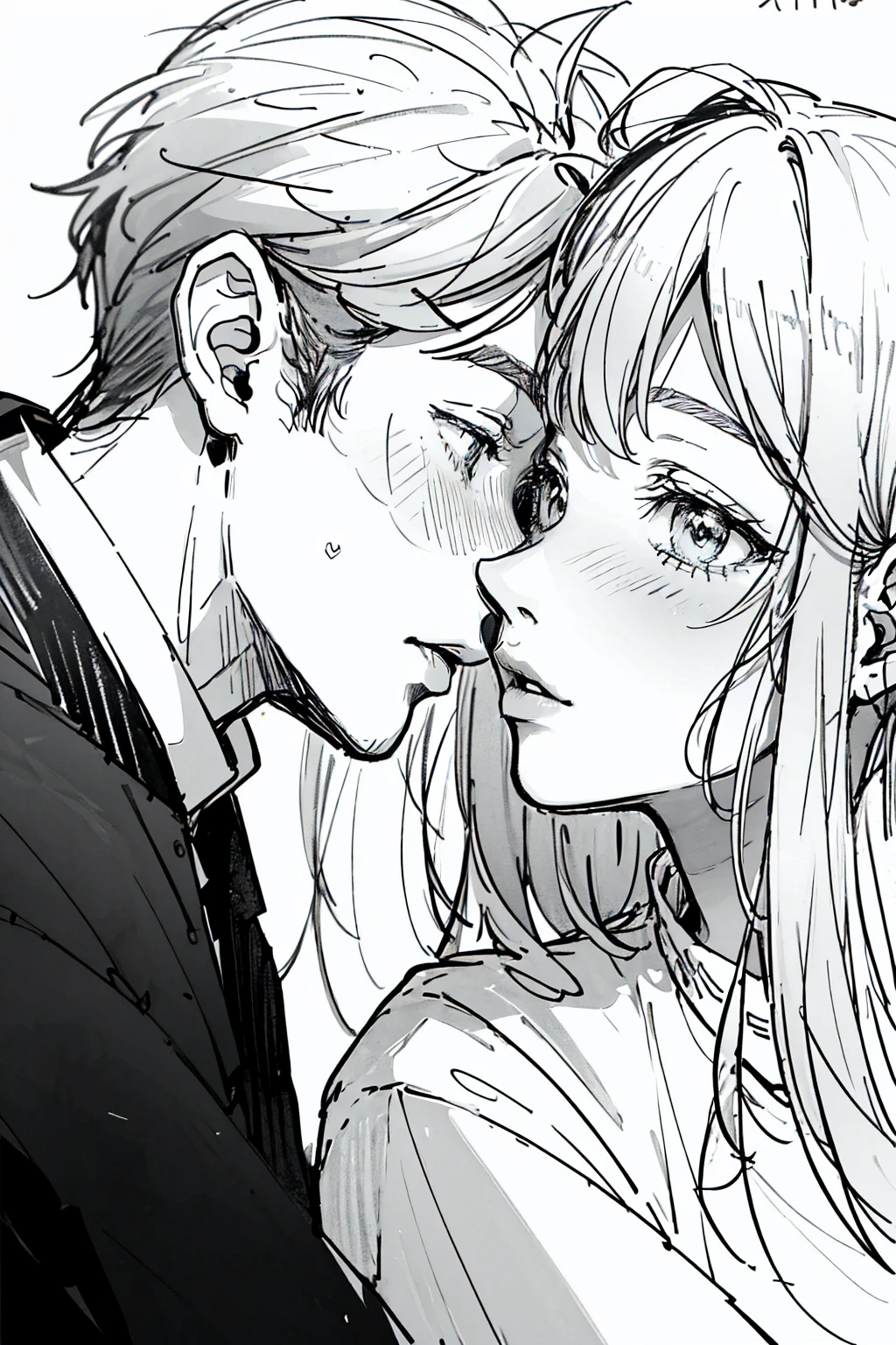 masterpiece,最high quality,Super detailed,High resolution backgrounds,8K,High Resolution,high quality,break,high school student,Man and woman couple,kiss,Night view,Japanese manga style, sketch, Colored pencil