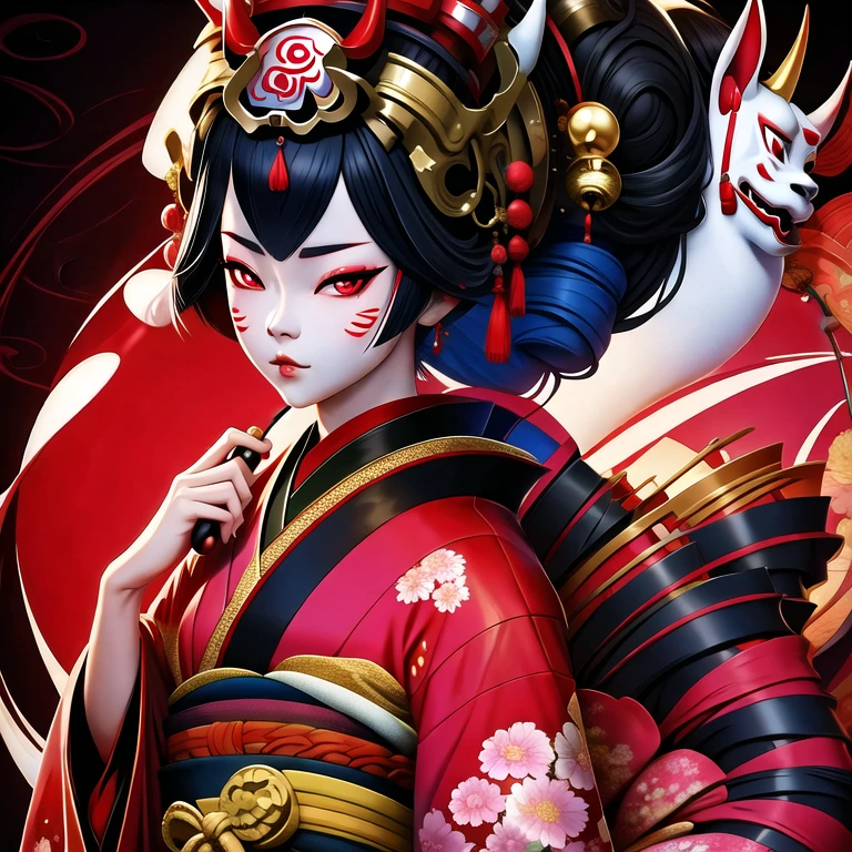araffe woman in a kimono outfit holding a katana, artwork in the style of guweiz, japonisme 3 d 8 k ultra detailed, pop japonisme 3 d ultra detailed, japanese art style, cgsociety masterpiece, onmyoji portrait, onmyoji detailed art, by Russell Dongjun Lu, beautiful digital artwork, guweiz masterpiece, a picture of full body
