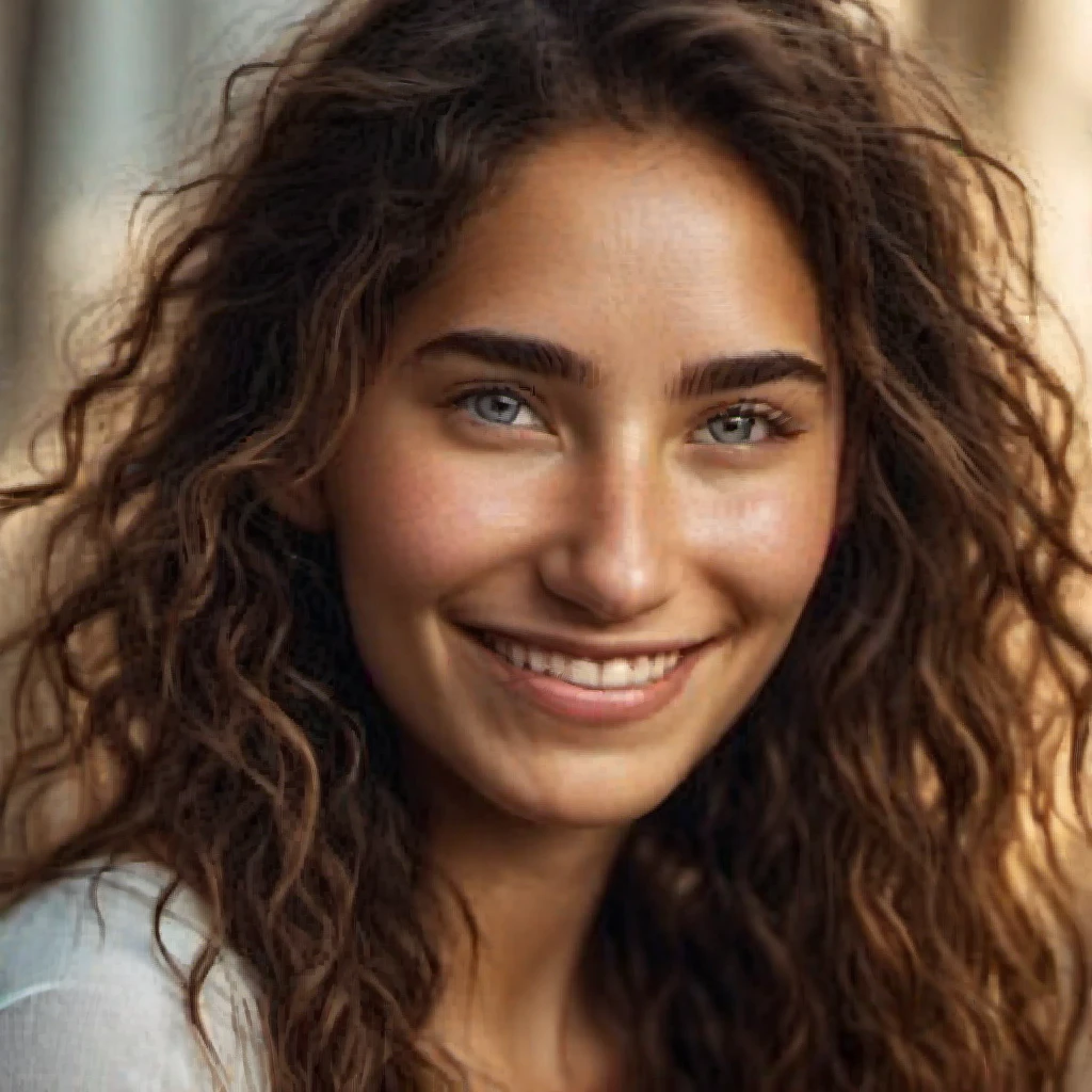 Realistic Photography, Portrait Beautiful Female, close-up, editorial photograph of a  20 year old woman), (highly detailed face:1.4) (smile:0.7)  POV, by lee jeffries, nikon d850, film stock photograph ,4 kodak portra 400 ,camera f1.6 lens ,rich colors ,hyper realistic ,lifelike texture, dramatic lighting , cinestill 800, RAW photo, (((Portrait of amazing beauty))), ((Shining white skin)), (((Shiny natural bright brunet hair)), [perfect eyes], wavy hair is its natural volume,  defined curls  hair, eyeliner, hair between the eyes, waving hair, laughter, ((masterpiece, top quality, super detailed, film light, high resolution, very detailed)), detailed background, 8k UHD digital, SLR camera, soft light, high quality, shallow depth of field, natural soft light, (perfect hands), perfect beautiful face. Huge breast.
